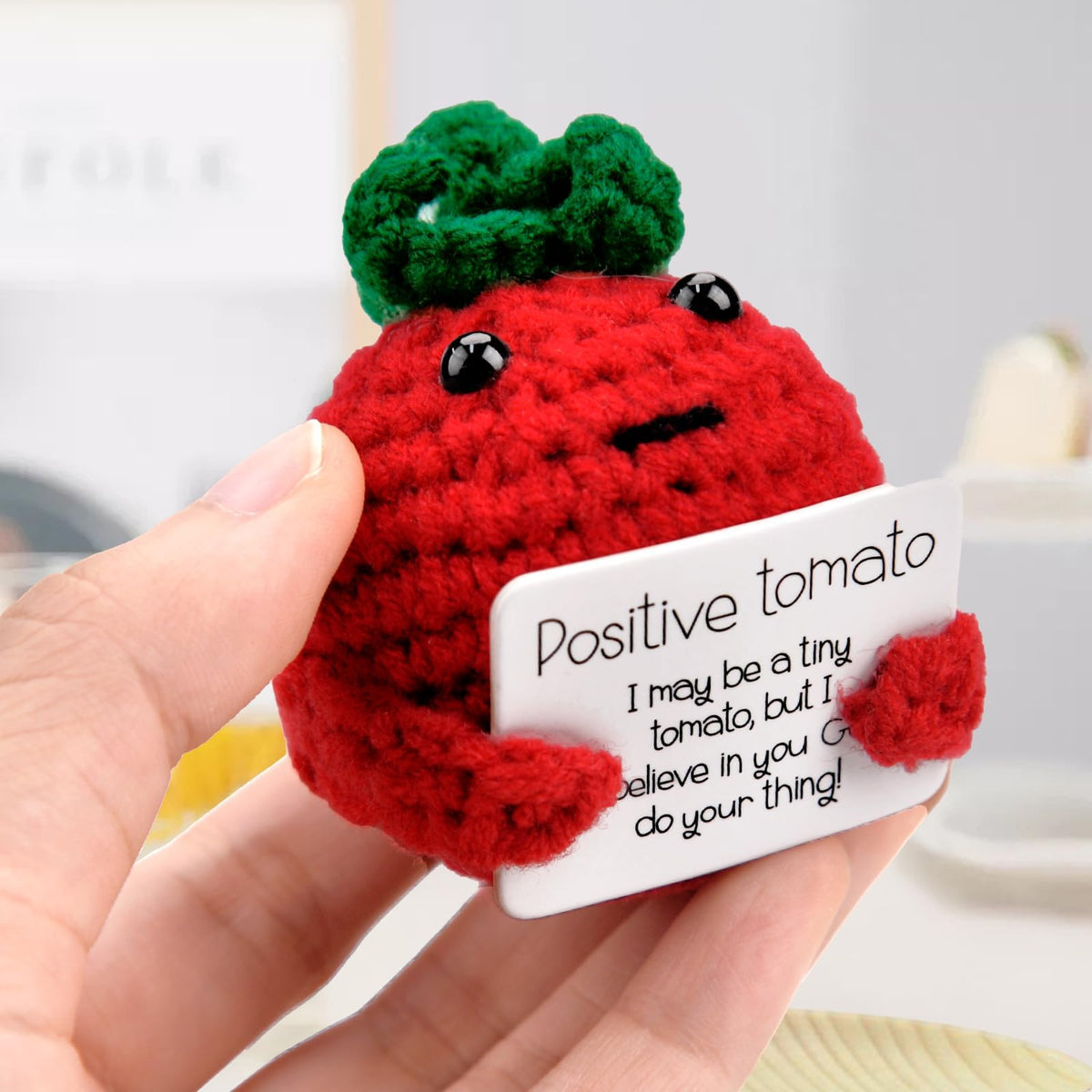Terrifi Positive Potato Doll, Crochet Wool Good Luck Gifts, Pocket Hug Gift, Funny Knitting With Card, For Friends Party Birthday Decoration