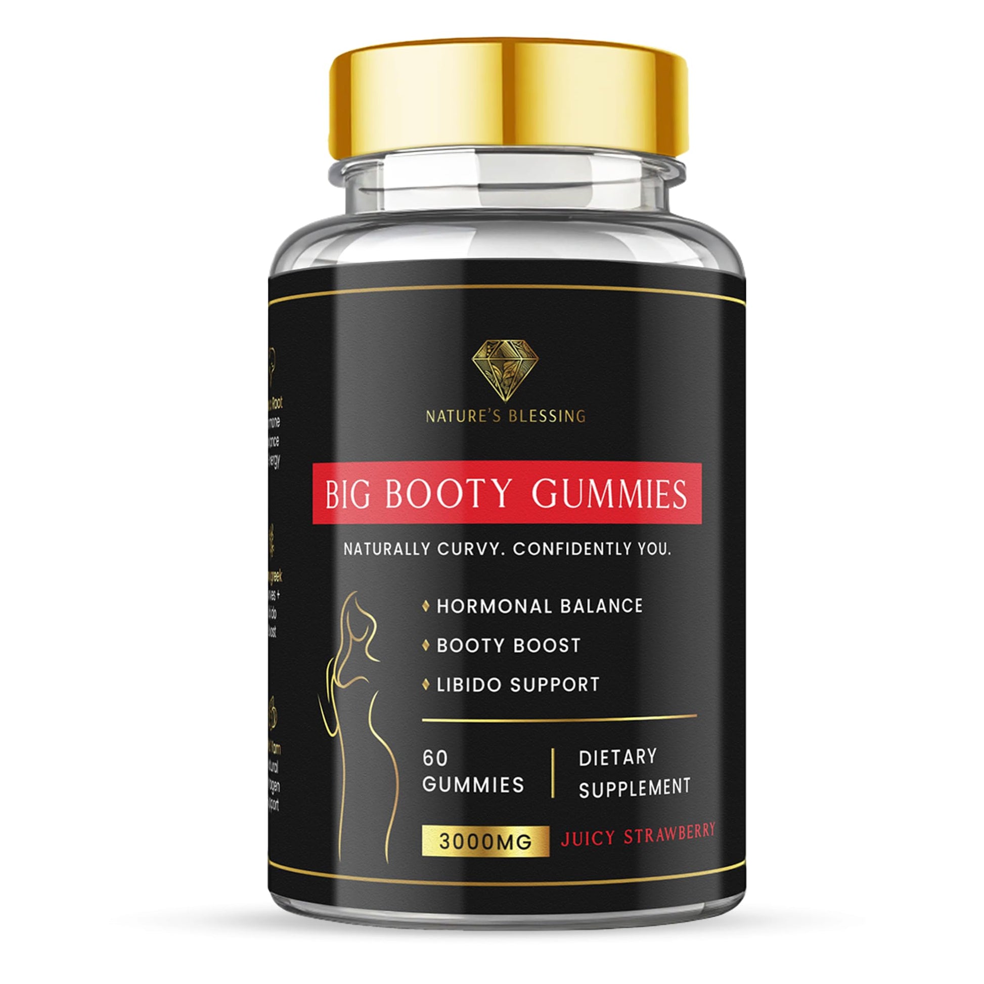 Juicy Big Booty Gummies – Sculpt Curves Naturally with Maca, Fenugreek, Wild Yam & More – Feminine Wellness, Energy & Glow - Hormonal Balance & Natural Vitality - Medaid International