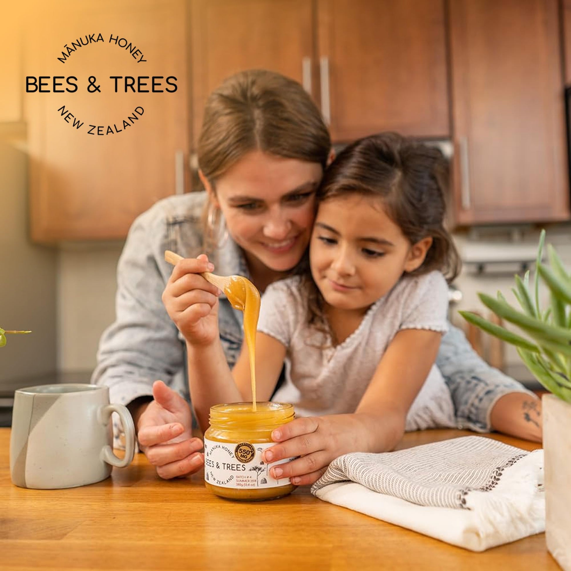 Bees & Trees Manuka Honey 350+ MGO – Pure New Zealand Raw Monofloral Honey – Unpasteurized & Natural – 380g (13.4oz) Glass Jar – Perfect for Coffee, Tea & Daily Wellness - Medaid International