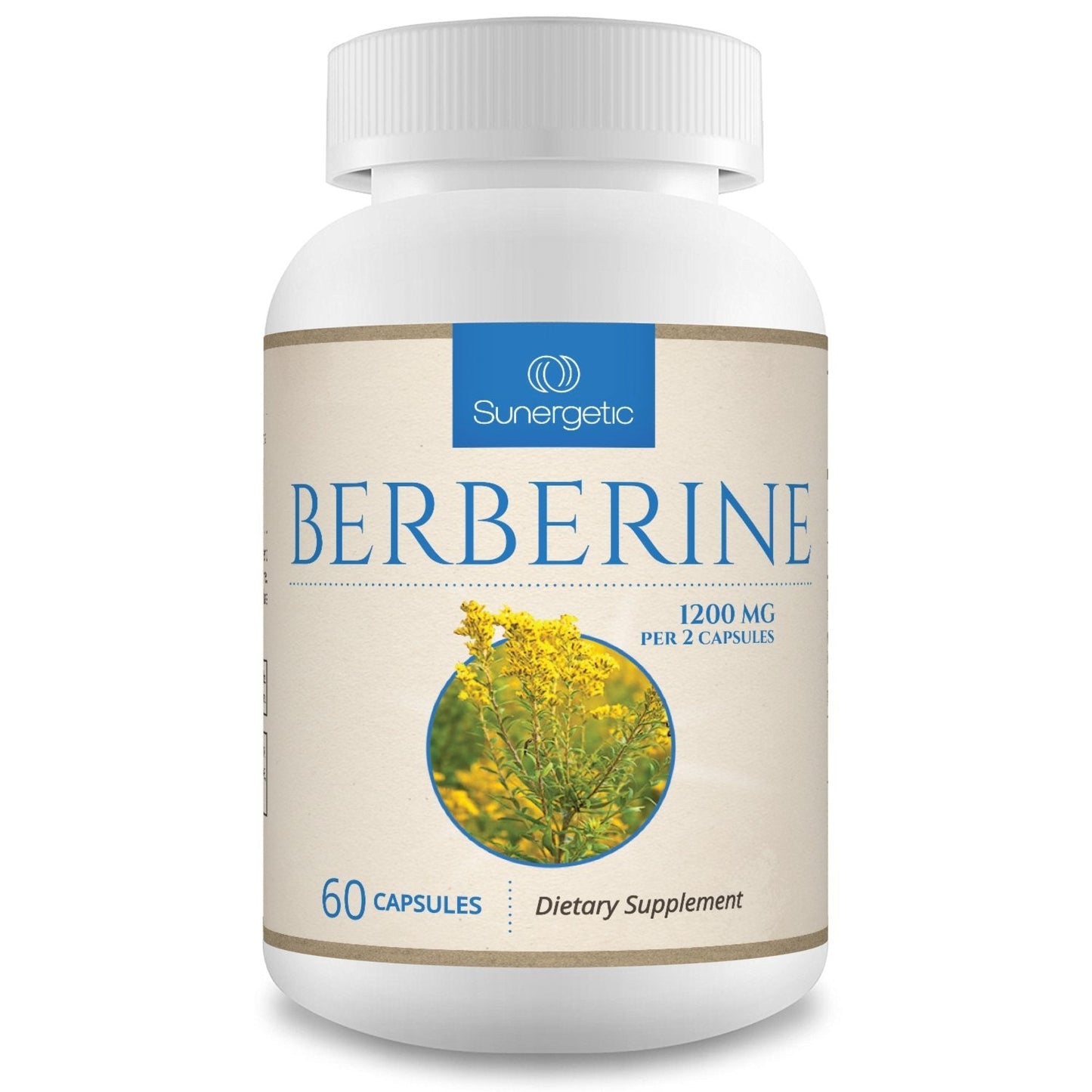 Sunergetic Premium Berberine Supplement - 1200mg Per Serving - Berberine HCL Supplement Non-GMO - Immune Support- 60 Capsules - Medaid International