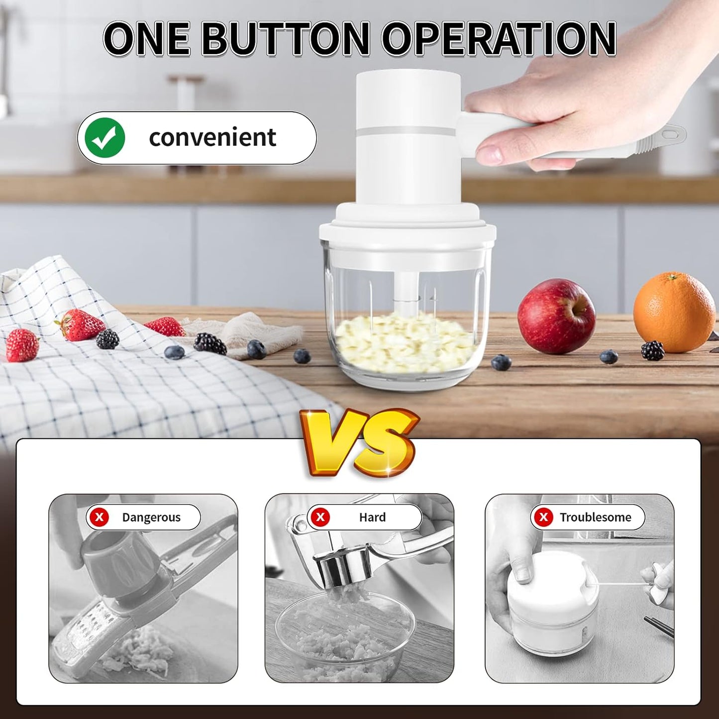 3 in1  Electric Food Chopper with 300ml Blender Bowl
