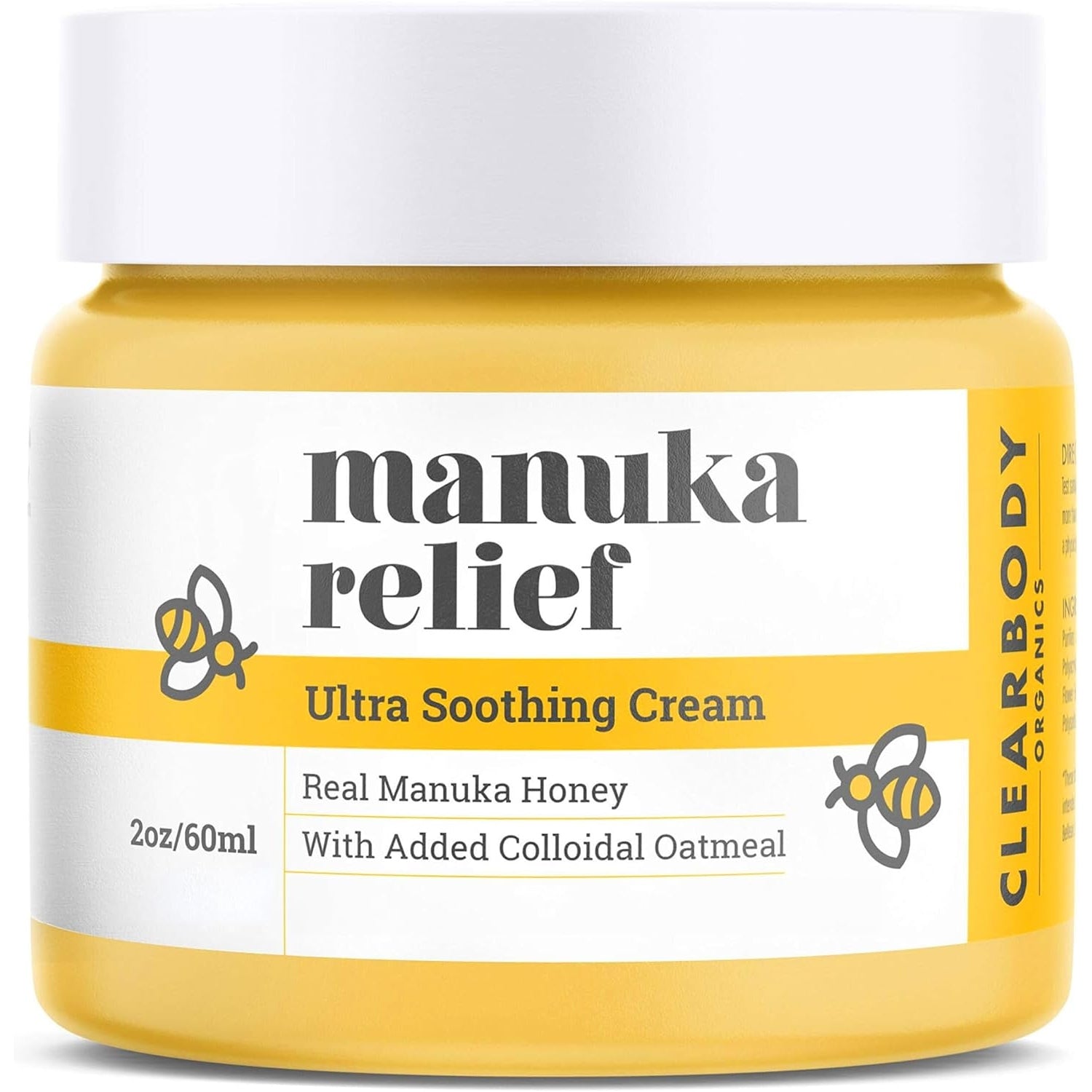 Clearbody Manuka Honey Eczema Cream – Organic Eczema Honey & Collodial Oatmeal Moisturizer for Soothing, eczema, Dry & Itchy Skin – Face & Body Eczema Lotion - Plant-Based Formula (2oz) - Medaid International