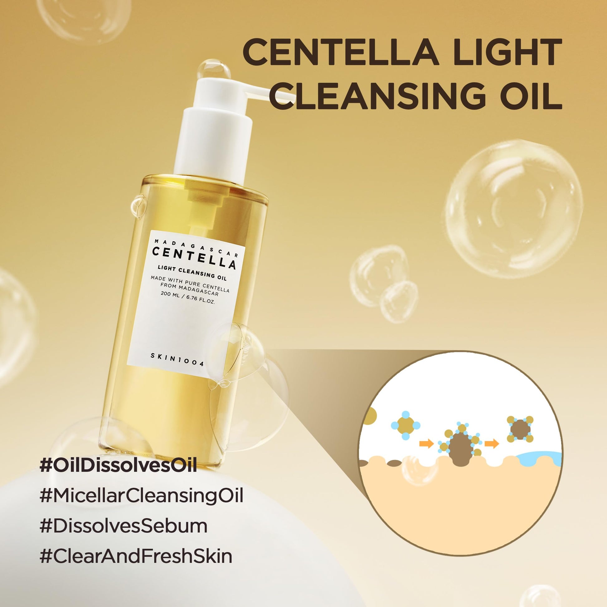 SKIN1004 Madagascar Centella Light Cleansing Oil 6.76 fl.oz, 200ml | Gentle Oil Cleanser for Face, Korean Facial Cleanser, Double Cleansing - Medaid International