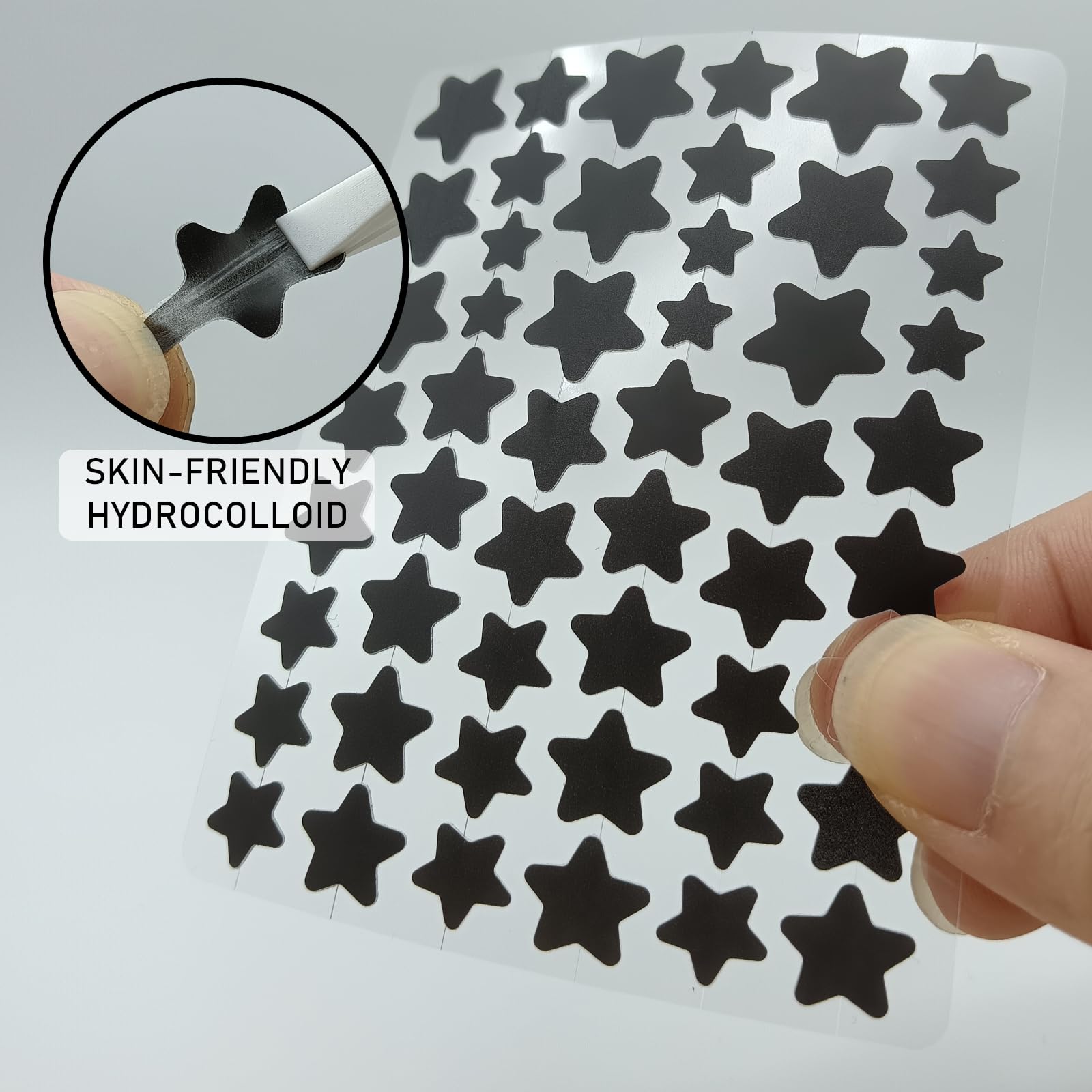 Black Star Pimple Patches for Face, 153 Counts Hydrocolloid Star Acne Patches, Cute Zit Covers for Face, Spot Stickers with Tea Tree, Salicylic Acid and Cica Oil - Medaid International