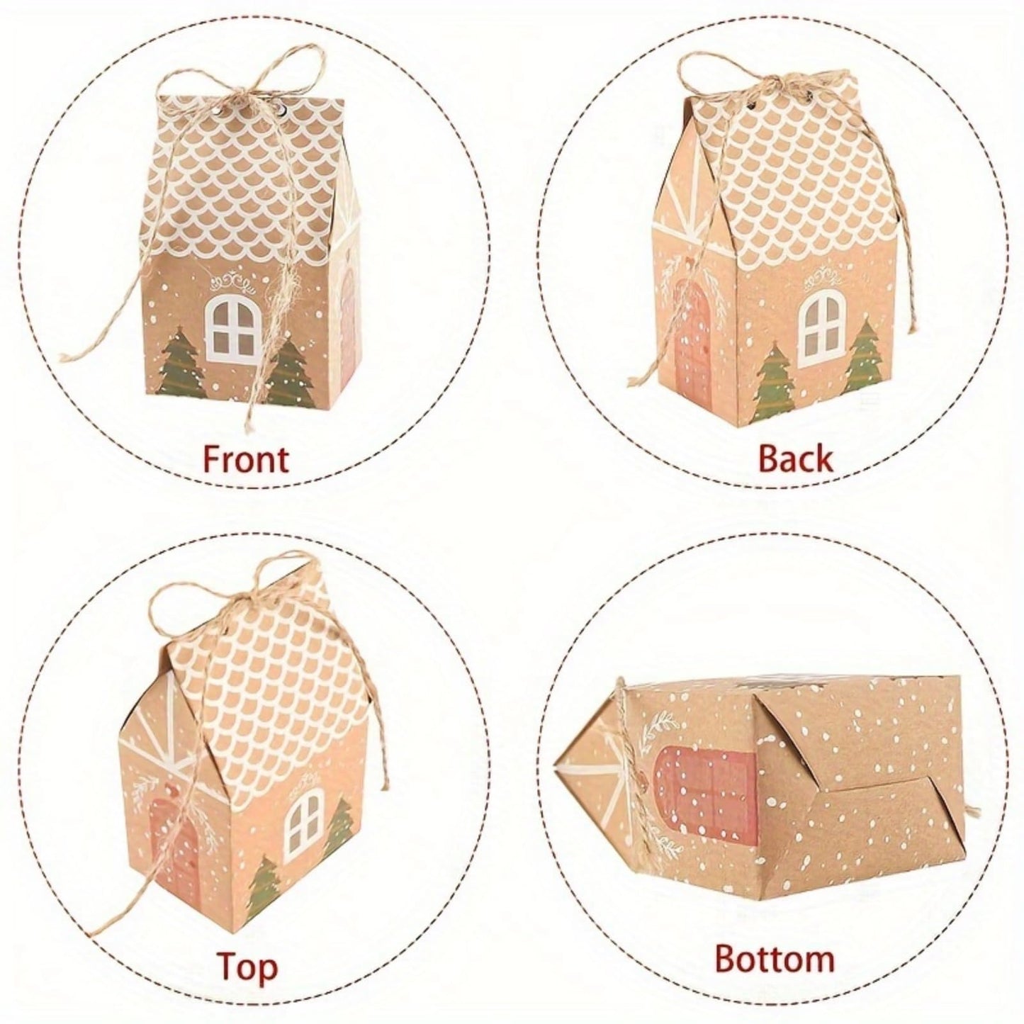 24PCS Christmas Cow Paper Boxes - Mini House Shaped Gift Bags | Party Favors, Wedding Favor Boxes | Winter Christmas New Year Gifts, Festive Essentials - Medaid International