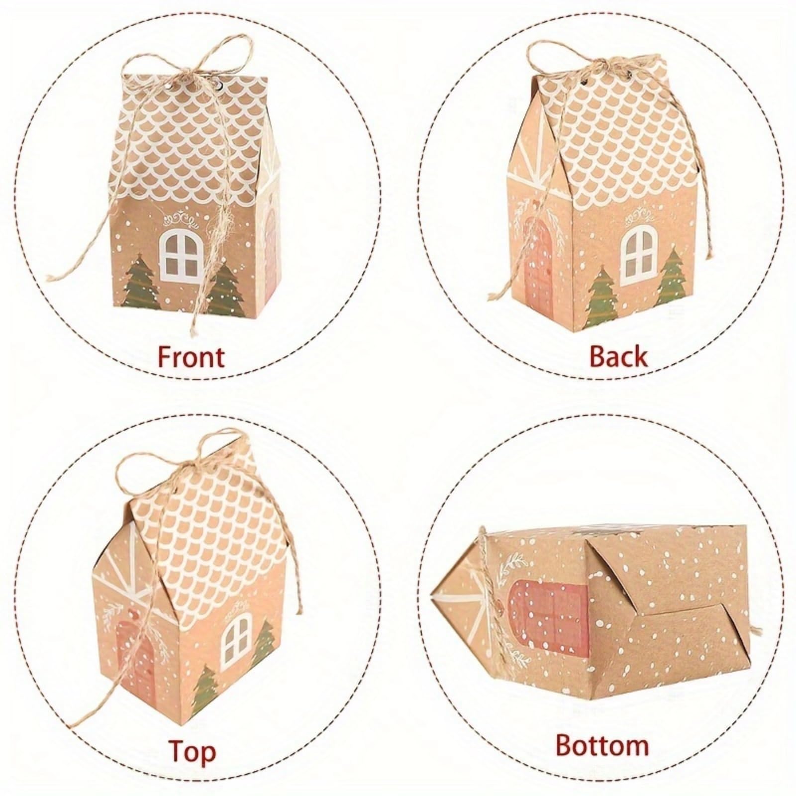 24PCS Christmas Cow Paper Boxes - Mini House Shaped Gift Bags | Party Favors, Wedding Favor Boxes | Winter Christmas New Year Gifts, Festive Essentials - Medaid International