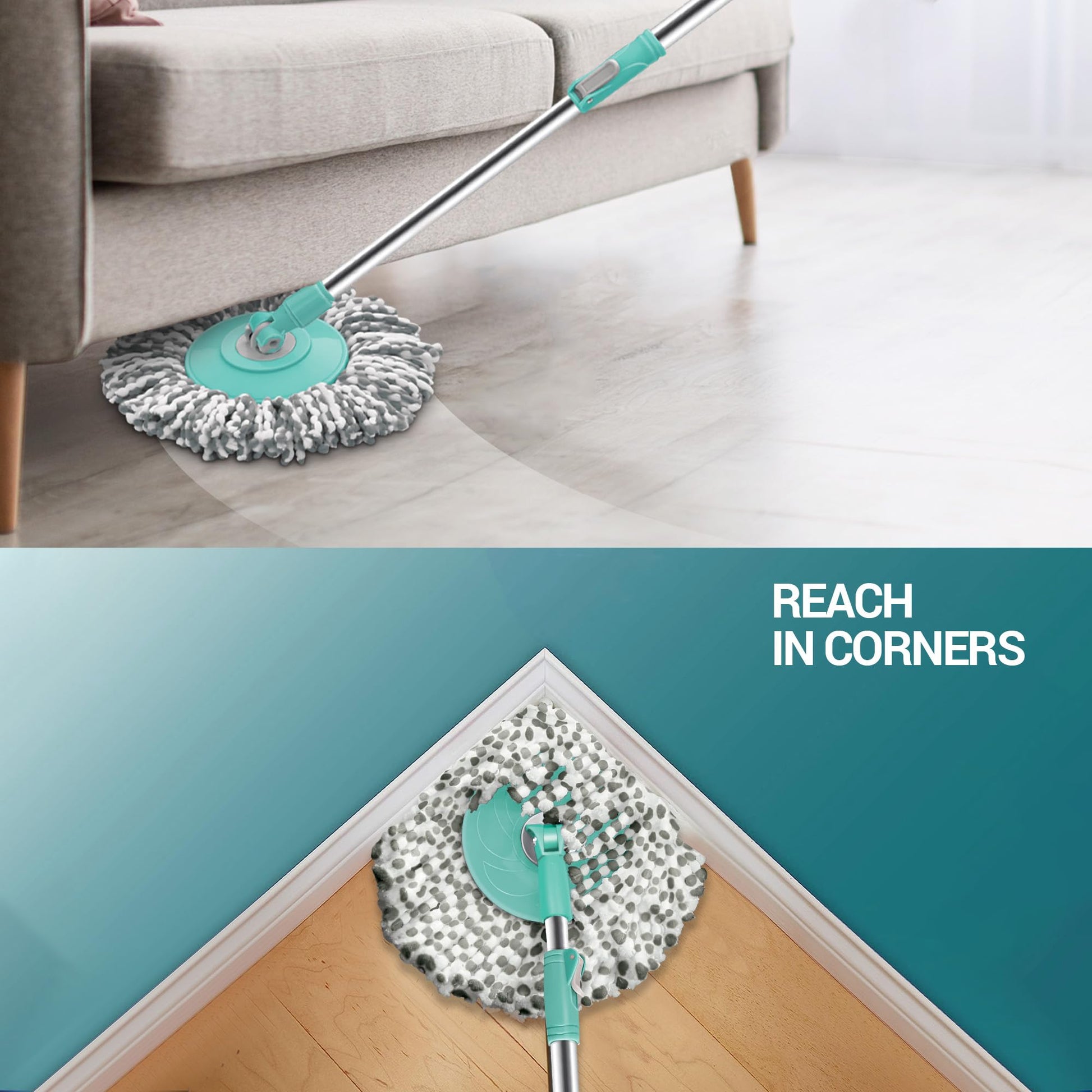 Spotzero Spin Mop and Bucket with Wringer Set and Wheels, 360 Spinning Mops System with 2 Microfiber Refills and Extendable Handle, Floor Cleaning System for Home by Milton (mapa para limpiar el piso) - Medaid International