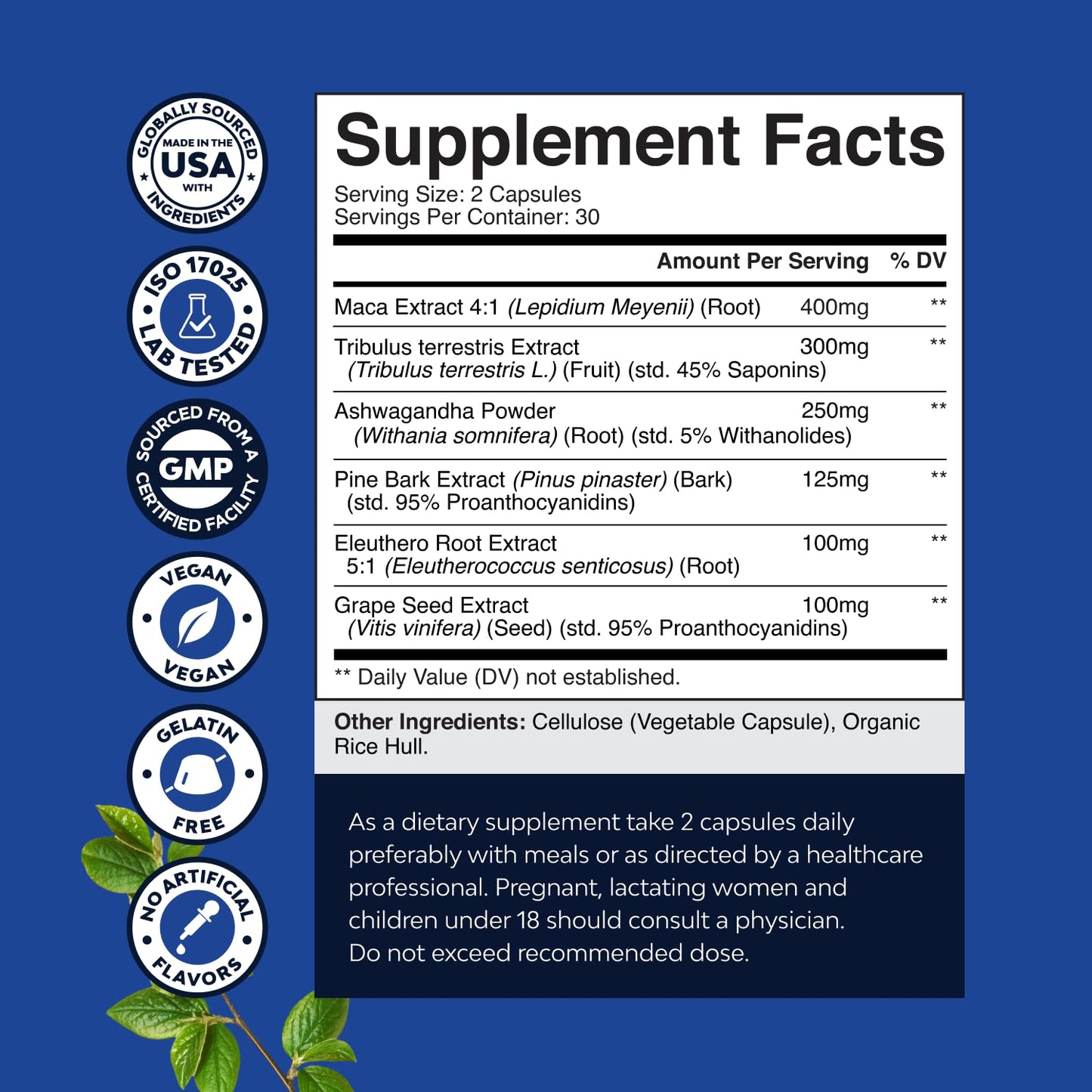 Bundle of Horny Goat Weed for Men with Black Maca Root, Tongkat Ali, Saw Palmetto & Panax Ginseng Extract and Potent Black Maca Root Capsules - Men's Wellness Supplement to Support General Health - Medaid International