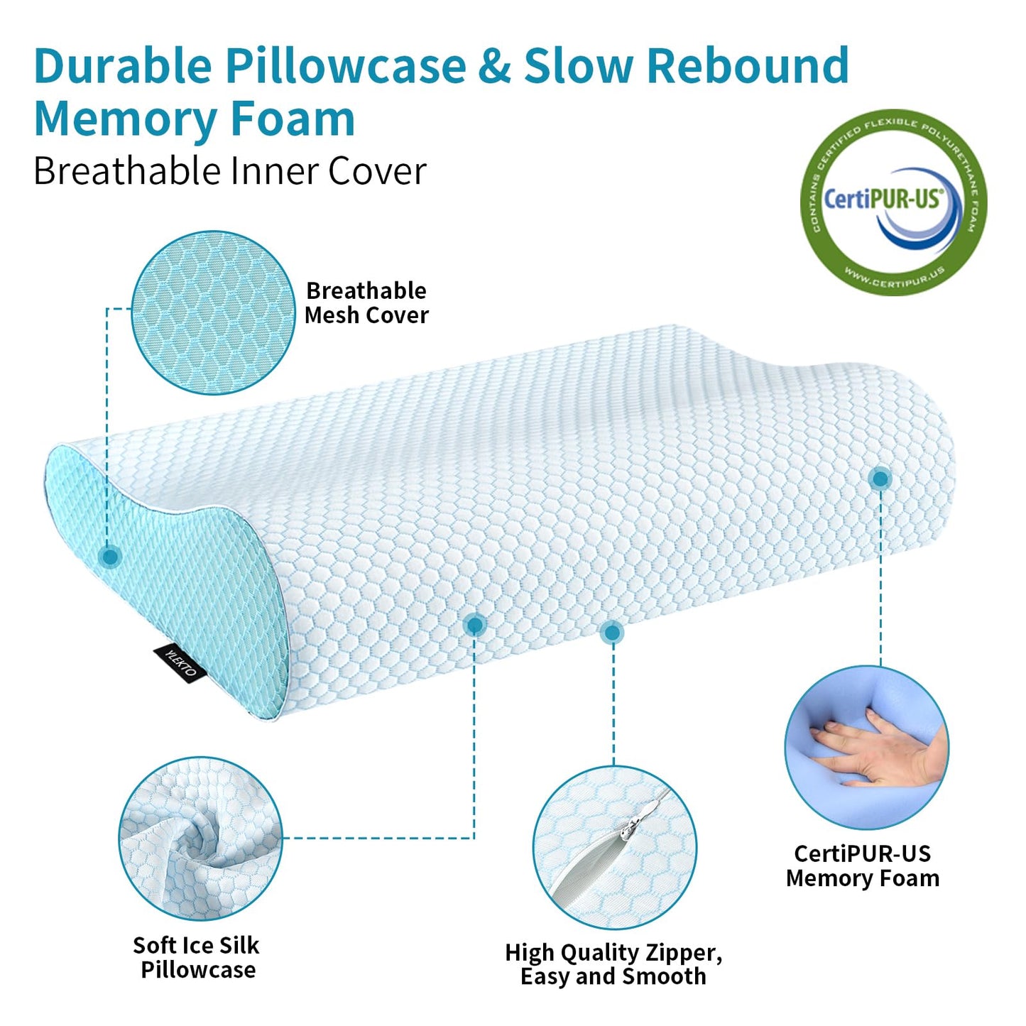 Memory Foam Pillows Neck Pillow Bed Pillow for Sleeping Ergonomic Cervical Pillow Orthopedic Contour Pillow for Side Back Stomach Sleeper - Medaid International
