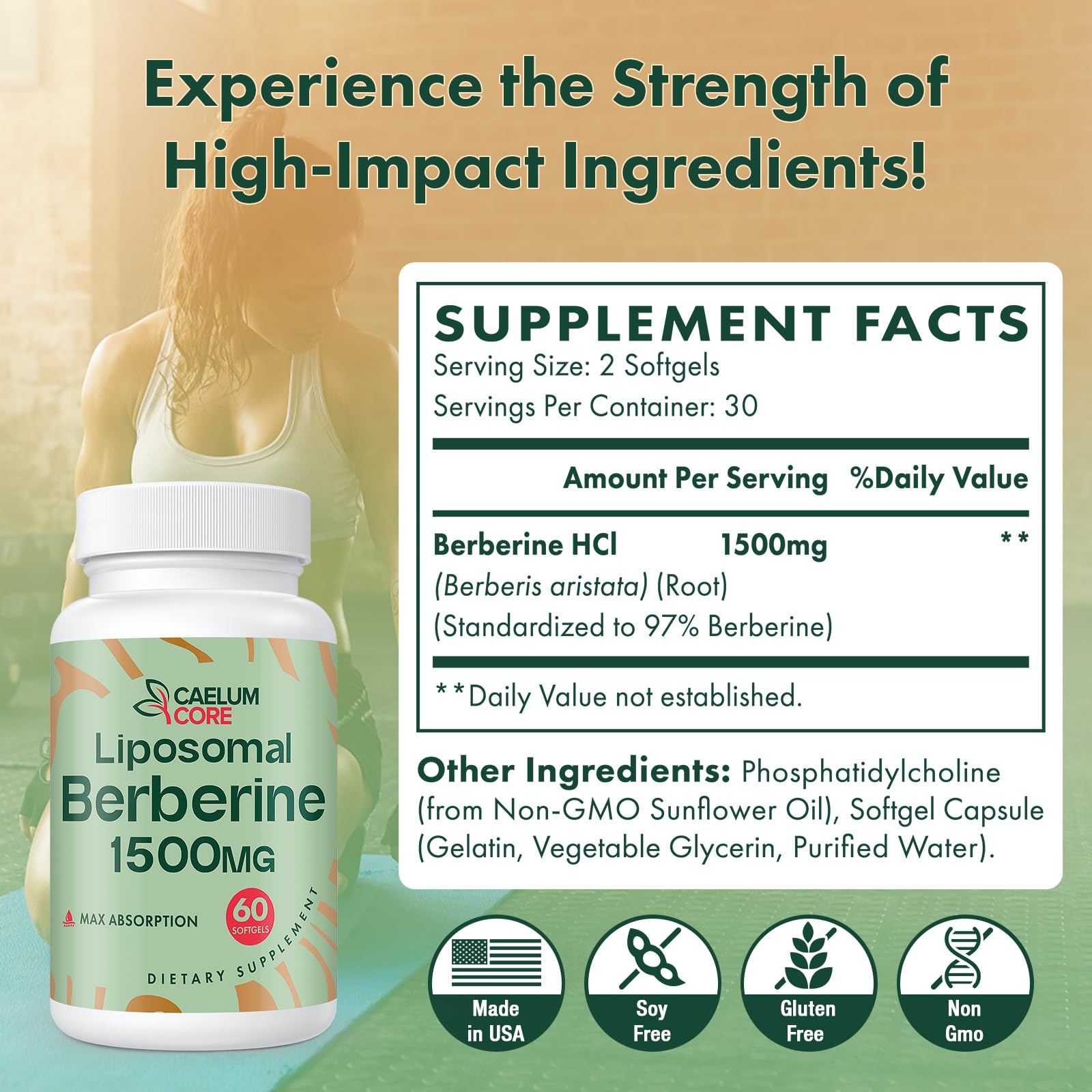 CaelumCore Liposomal Berberine HCL - Berberine 1500mg High Bioavailability, Berberines Supplement for Women and Men (2 Pack) - Medaid International