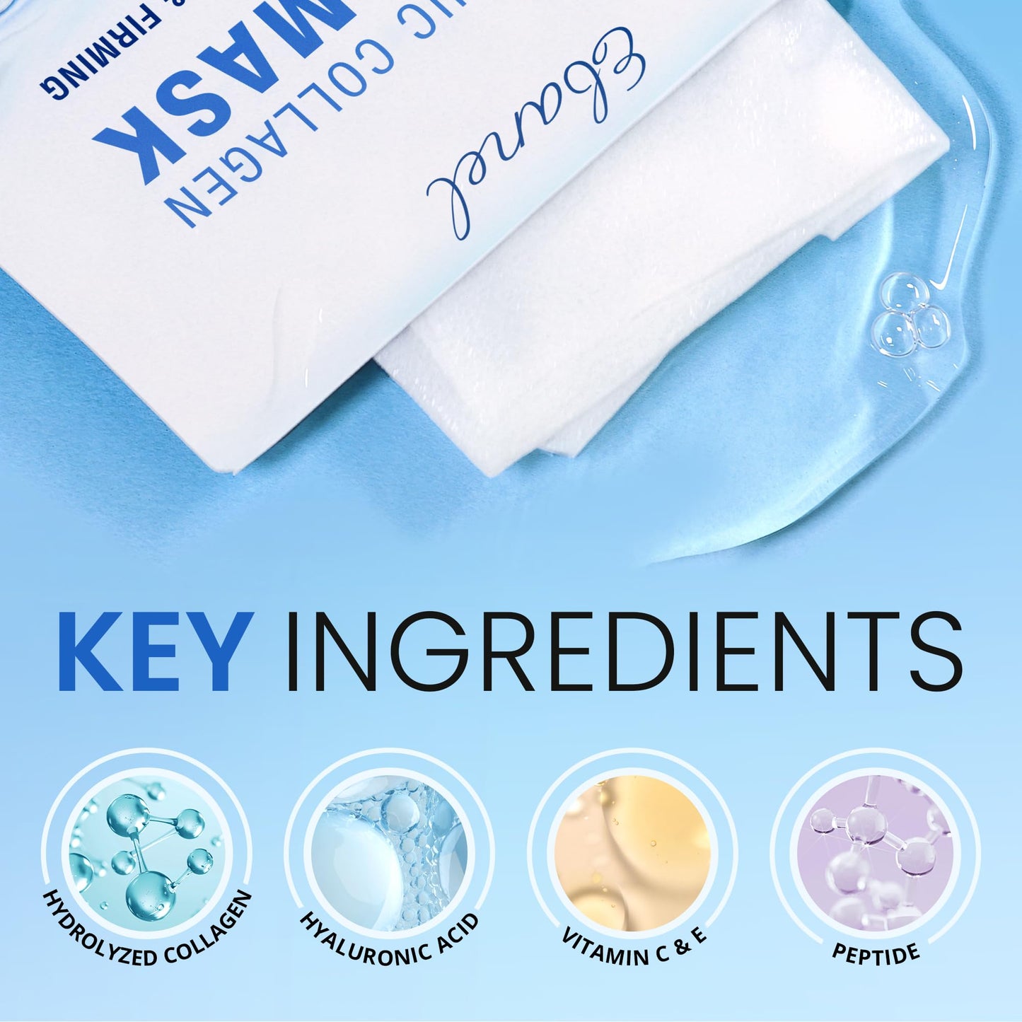 Ebanel 10 Pack Collagen Face Mask with Hyaluronic Acid, Vitamin C, Peptide, Aloe, Instant Brightening Hydrating Face Masks Skincare Korean Sheet Mask, Skin Firming, Lifting Anti Aging Facial Masks - Medaid International
