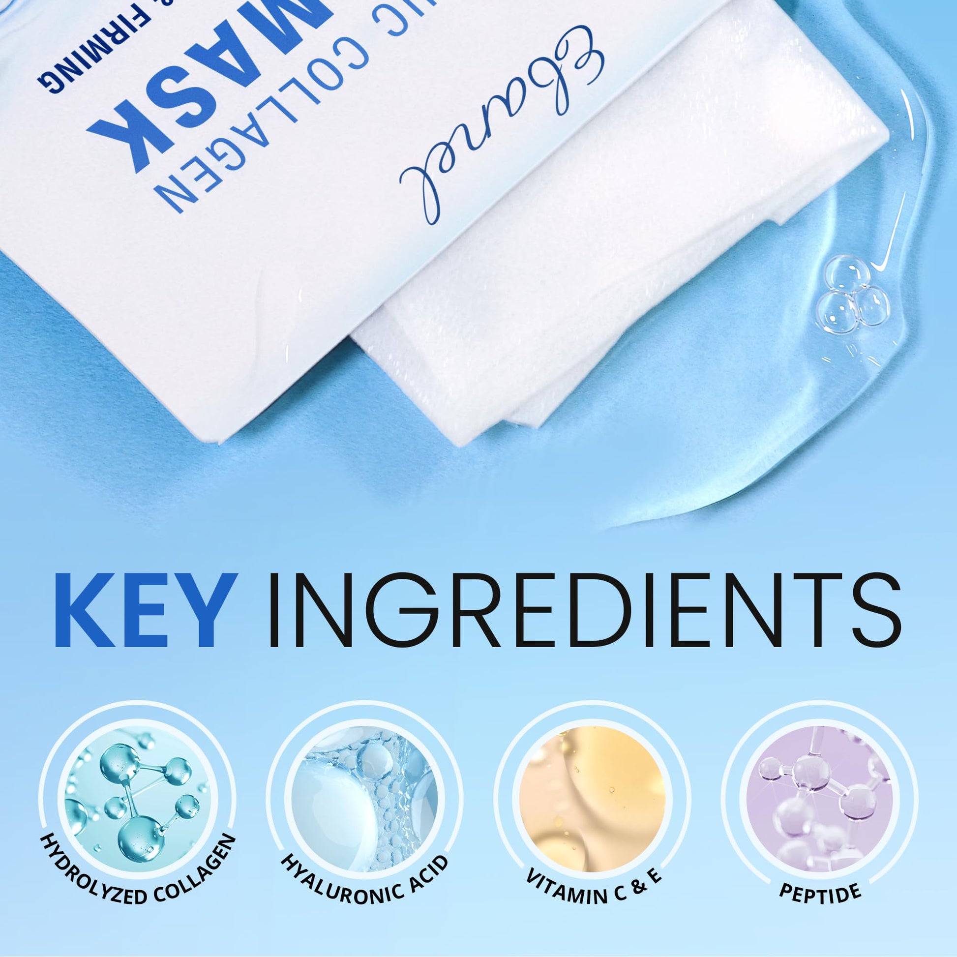 Ebanel 10 Pack Collagen Face Mask with Hyaluronic Acid, Vitamin C, Peptide, Aloe, Instant Brightening Hydrating Face Masks Skincare Korean Sheet Mask, Skin Firming, Lifting Anti Aging Facial Masks - Medaid International