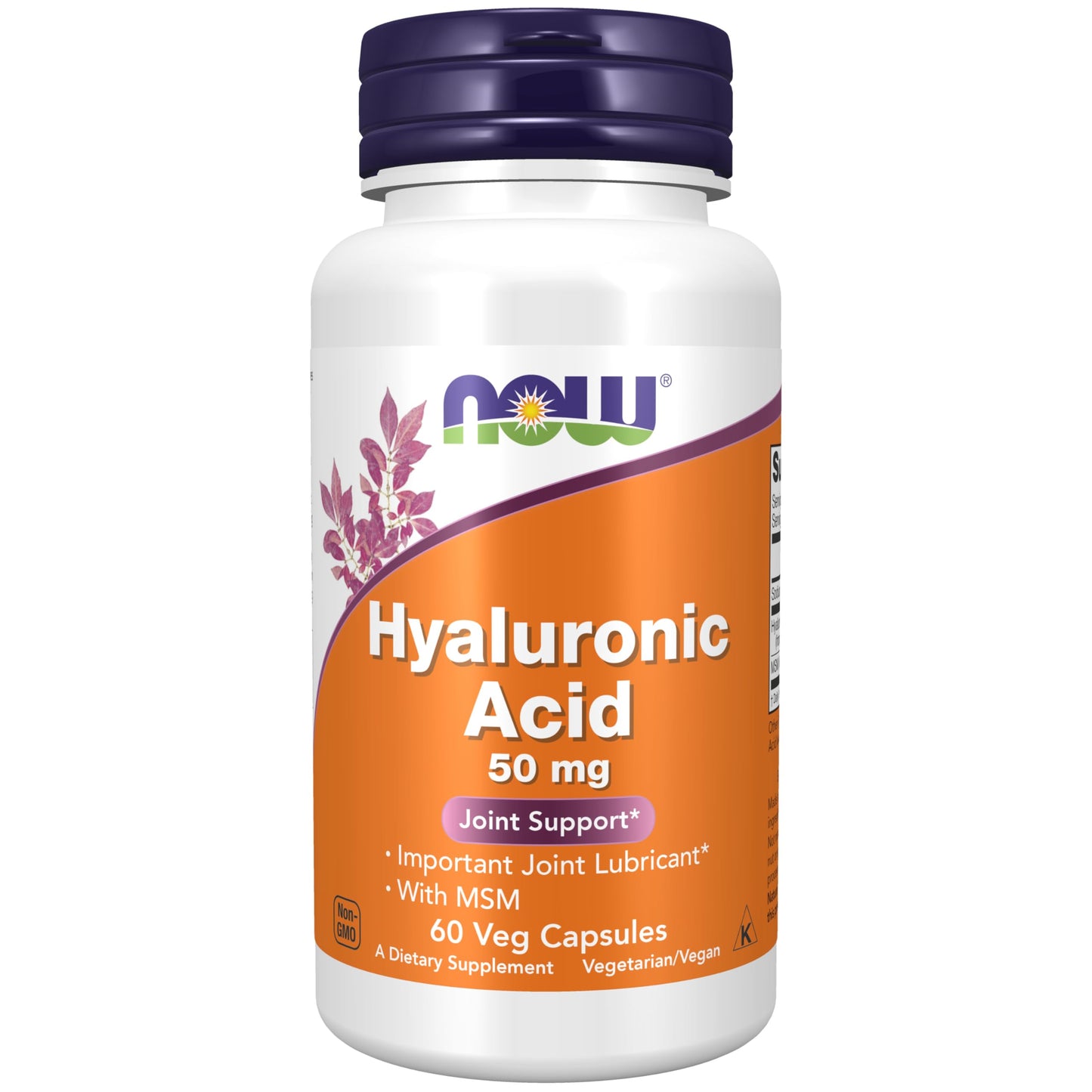 NOW Supplements, Hyaluronic Acid 50 mg with MSM, Joint Support*, 60 Veg Capsules - Medaid International