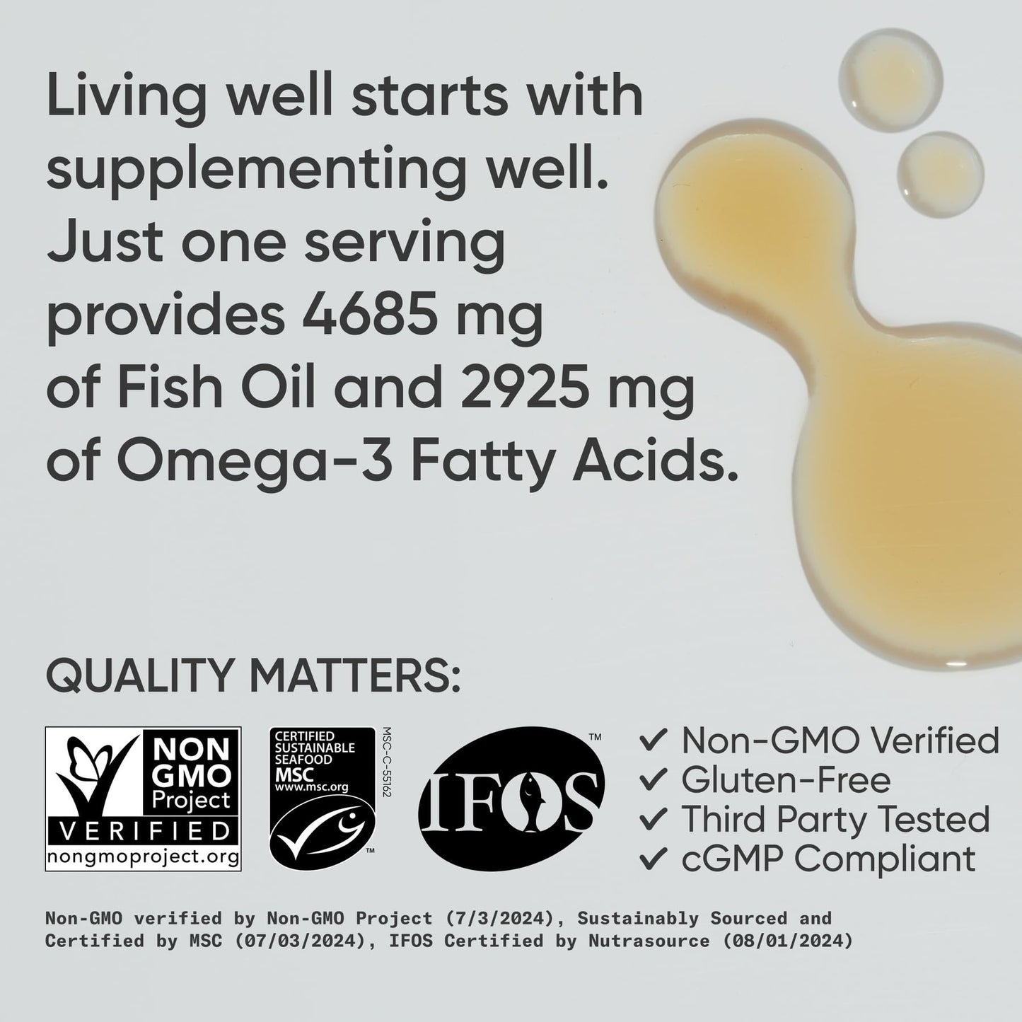 Sports Research Omega-3 Fish Oil, Lemon Flavor - 8 oz - 4685 mg of Wild Caught Alaska Pollock Fish Oil per Teaspoon - Easy-to-Take Liquid for Cardiovascular Support*- 48 Servings - Medaid International