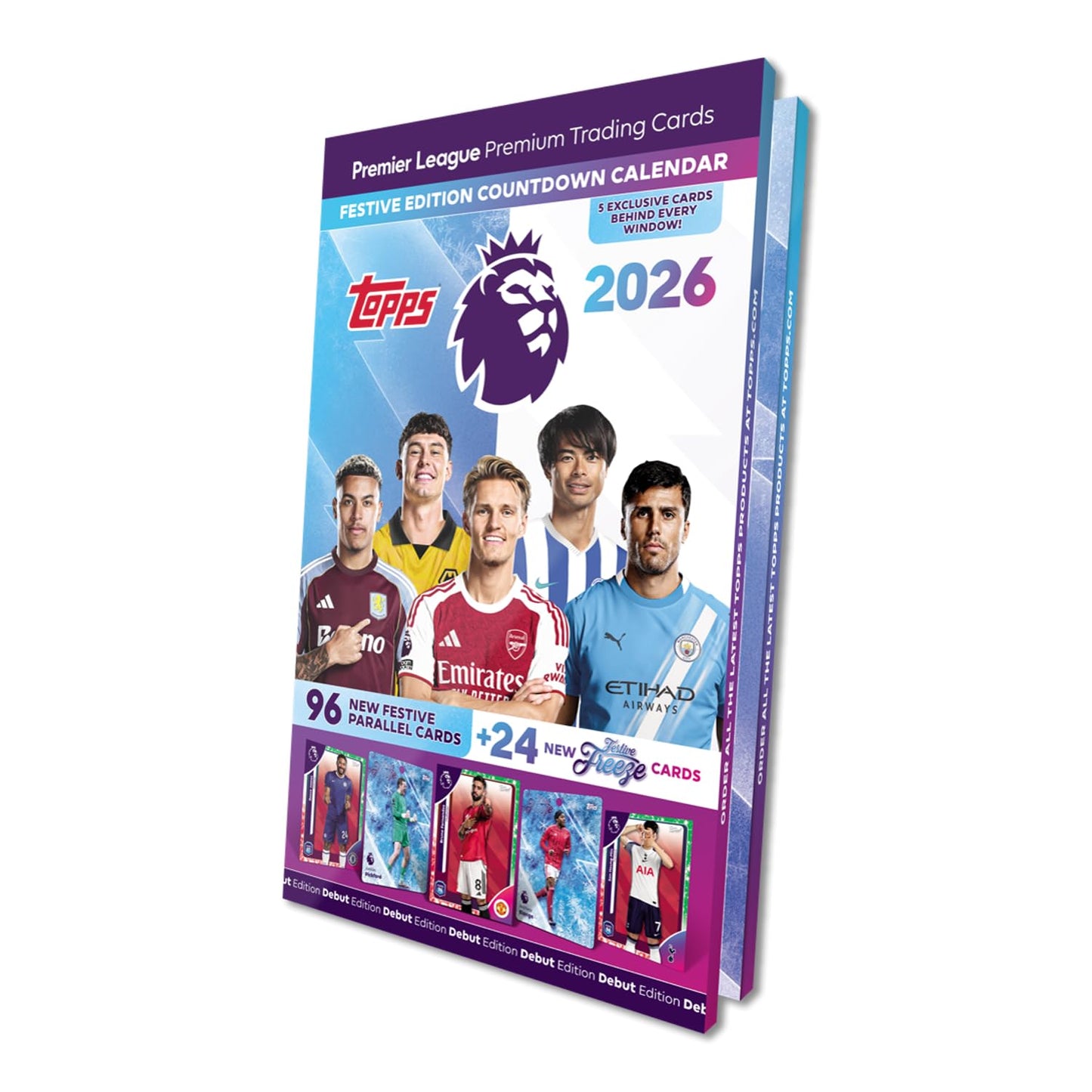 Topps Premier League 2026 - Debut Edition - Advent Calendar (96 Festive Parallel cards plus 24 Festive Freeze cards) - Medaid International