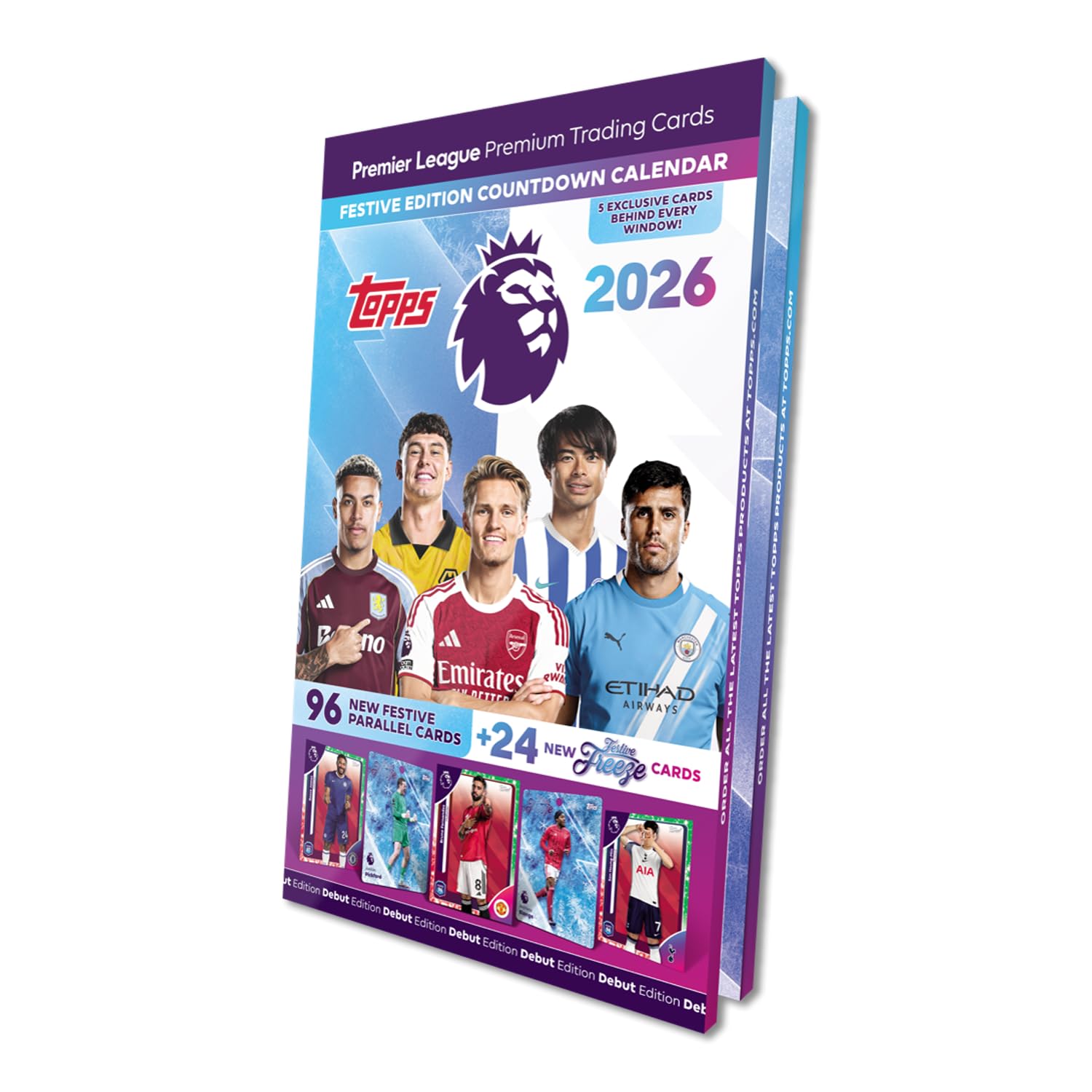 Topps Premier League 2026 - Debut Edition - Advent Calendar (96 Festive Parallel cards plus 24 Festive Freeze cards) - Medaid International
