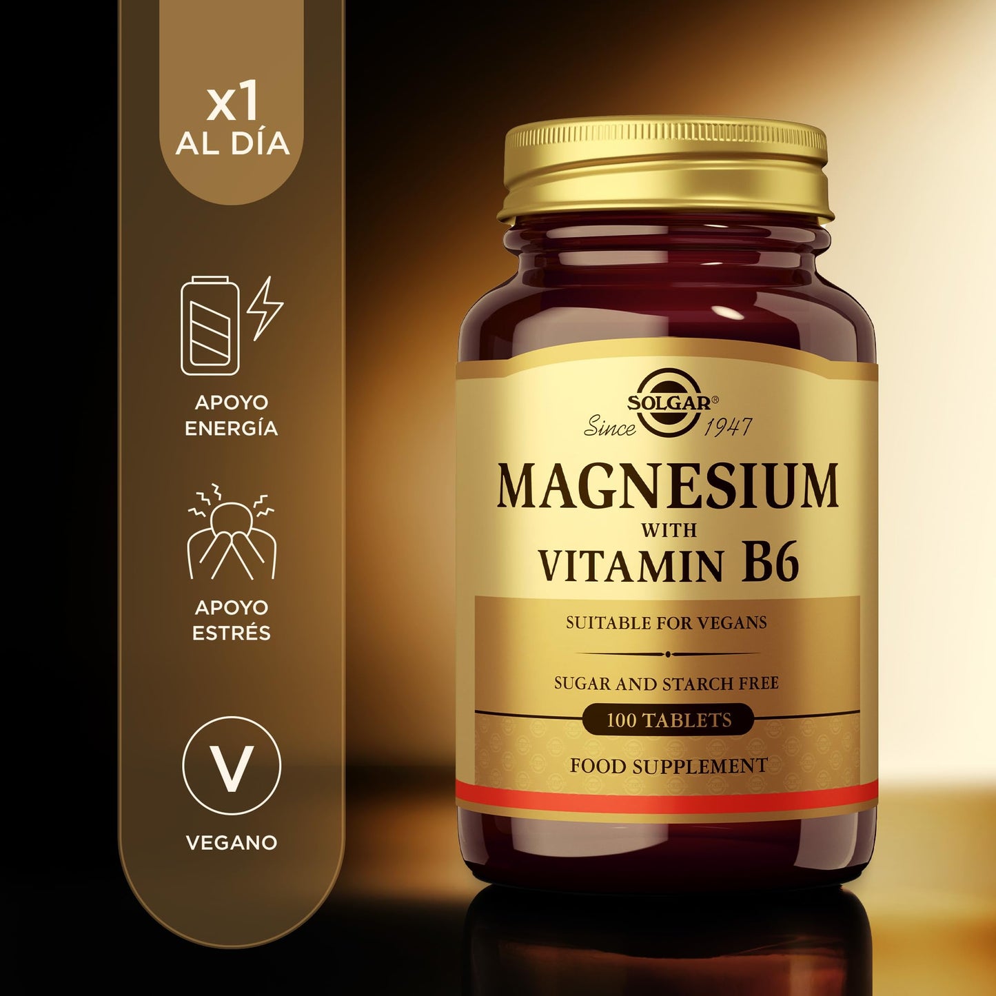 Solgar Magnesium with Vitamin B6, 100 Tablets - Promote Healthy Bone Mineralization, Support Nerve & Muscle Function, Energy Metabolism - Non-GMO, Vegan, Gluten Free, Dairy Free, Kosher - 33 Servings - Medaid International