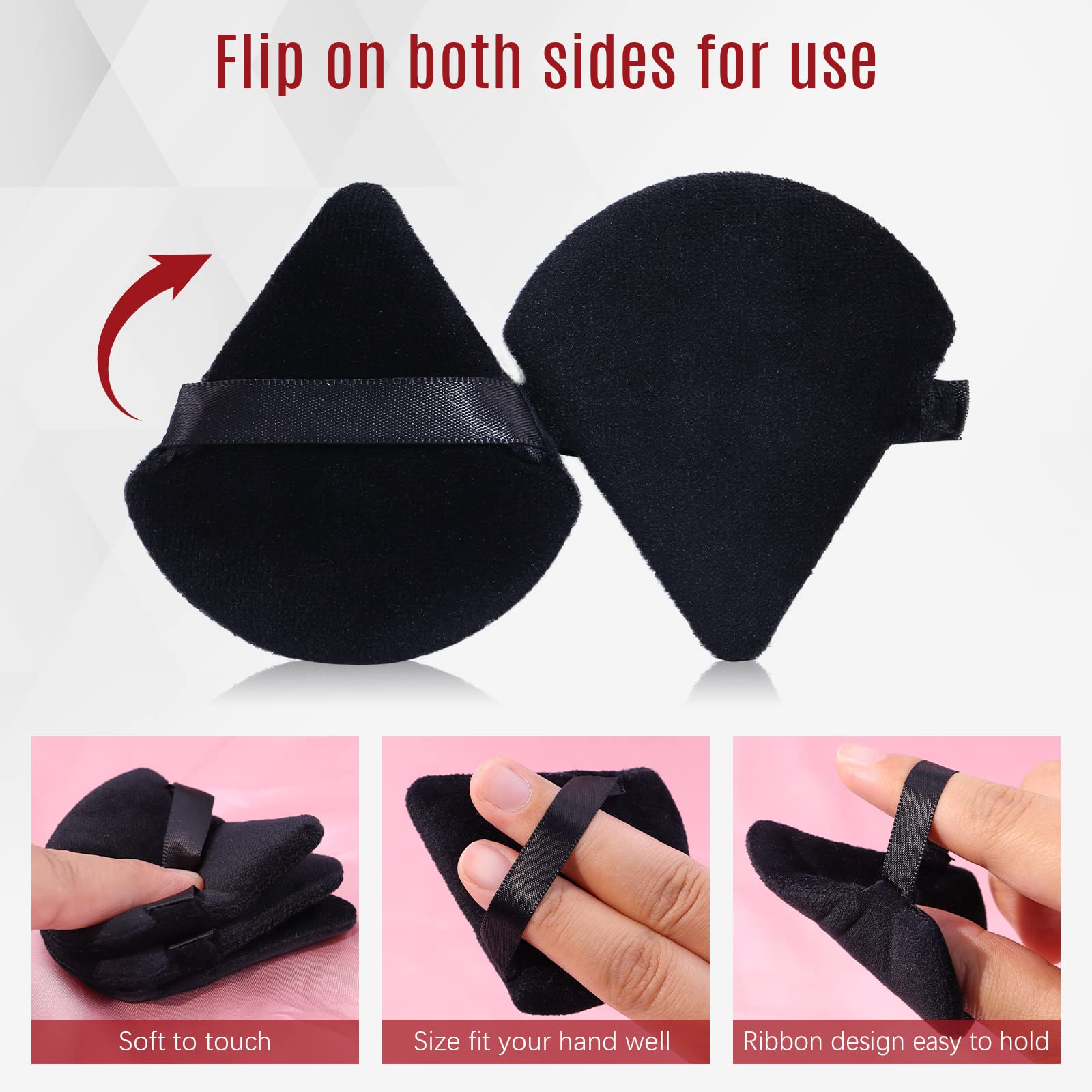 Foonbe Triangle Makeup Sponge, Soft Triangle Makeup Sponge Beauty Set, Reusable Velour Cosmetic Foundation Blender for Loose Powder and Contouring, Beauty Tool (6 Pcs) - Medaid International