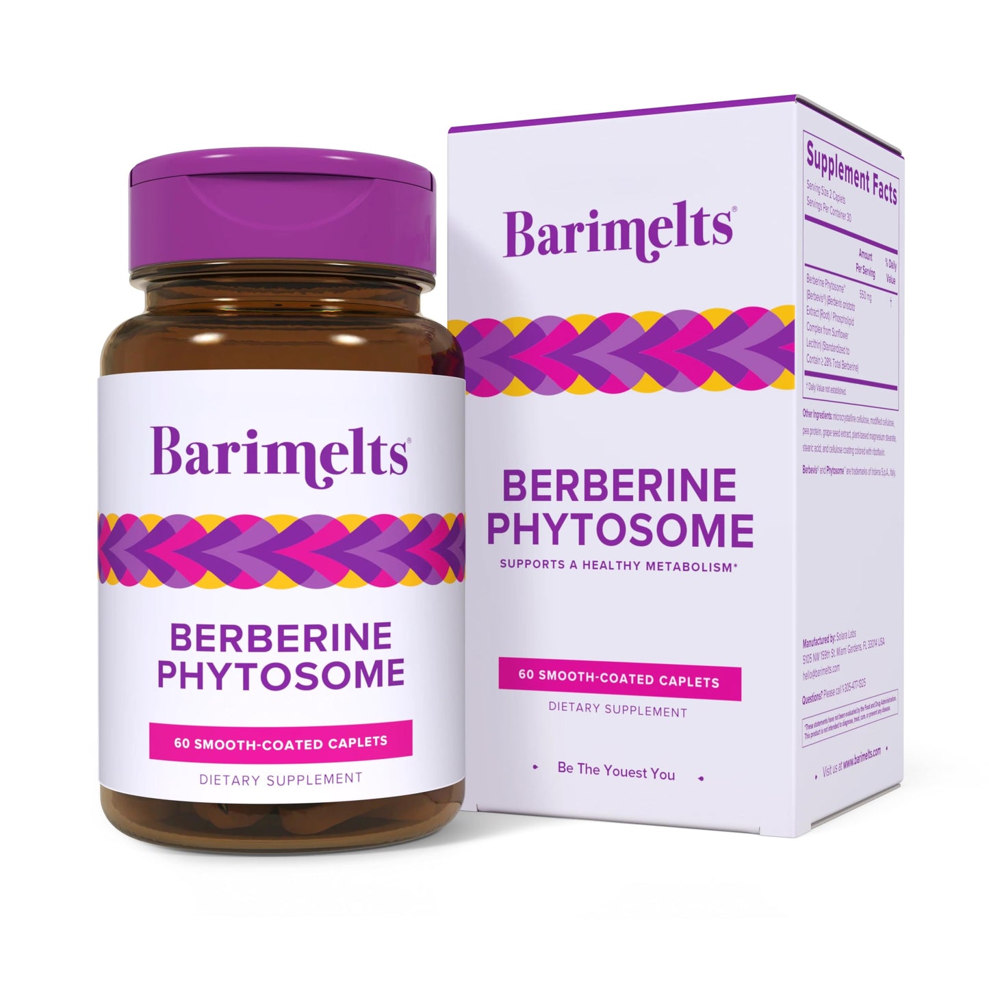 BariMelts Berberine Phytosome 550mg – Clinically Studied Berbevis® for 4X Better Absorption vs Regular Berberine – Supports Metabolism & Blood Sugar – 60 Smooth-Coated Caplets - Medaid International