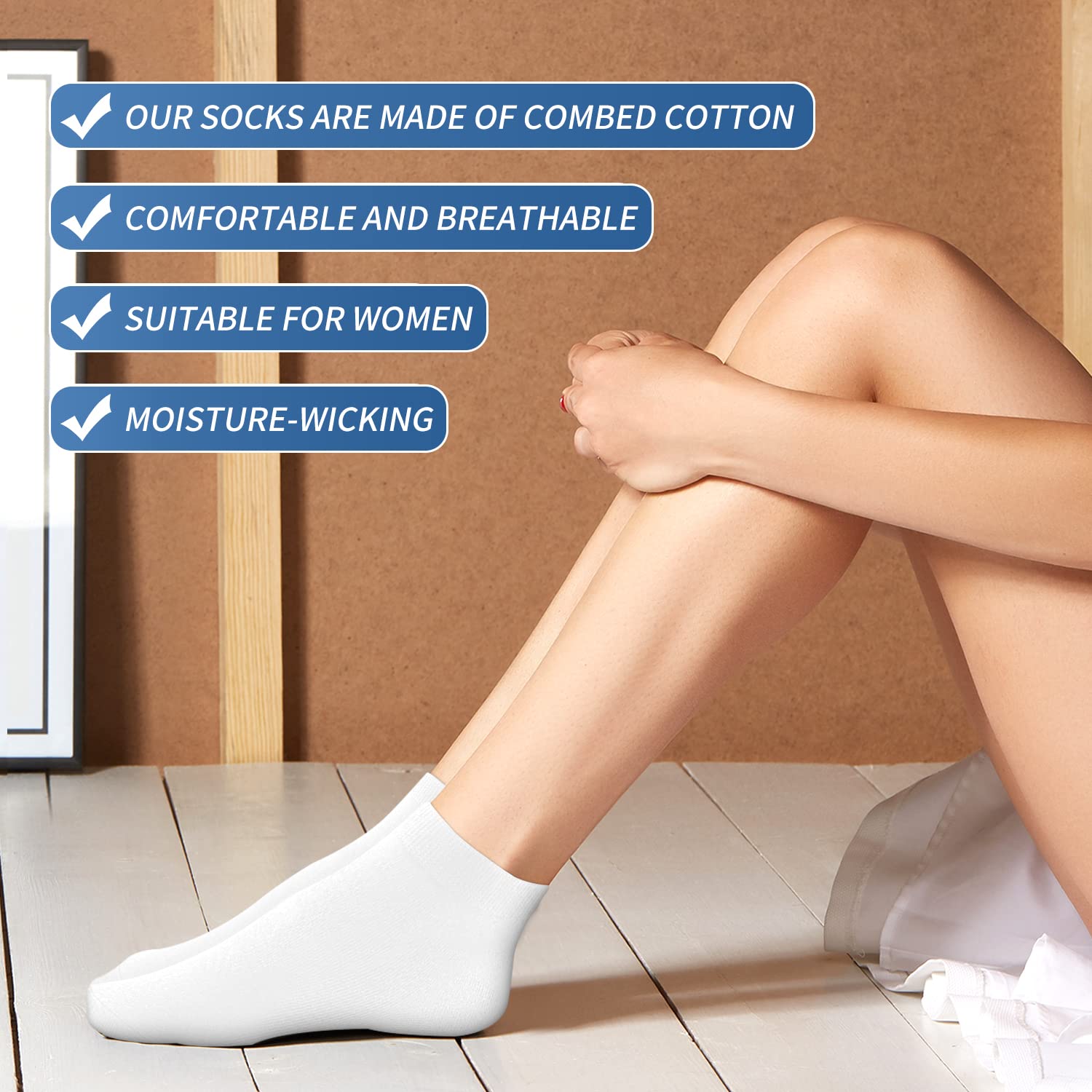 Bluemaple Womens Ankle Socks Women Socks Casual Socks (White) - Medaid International