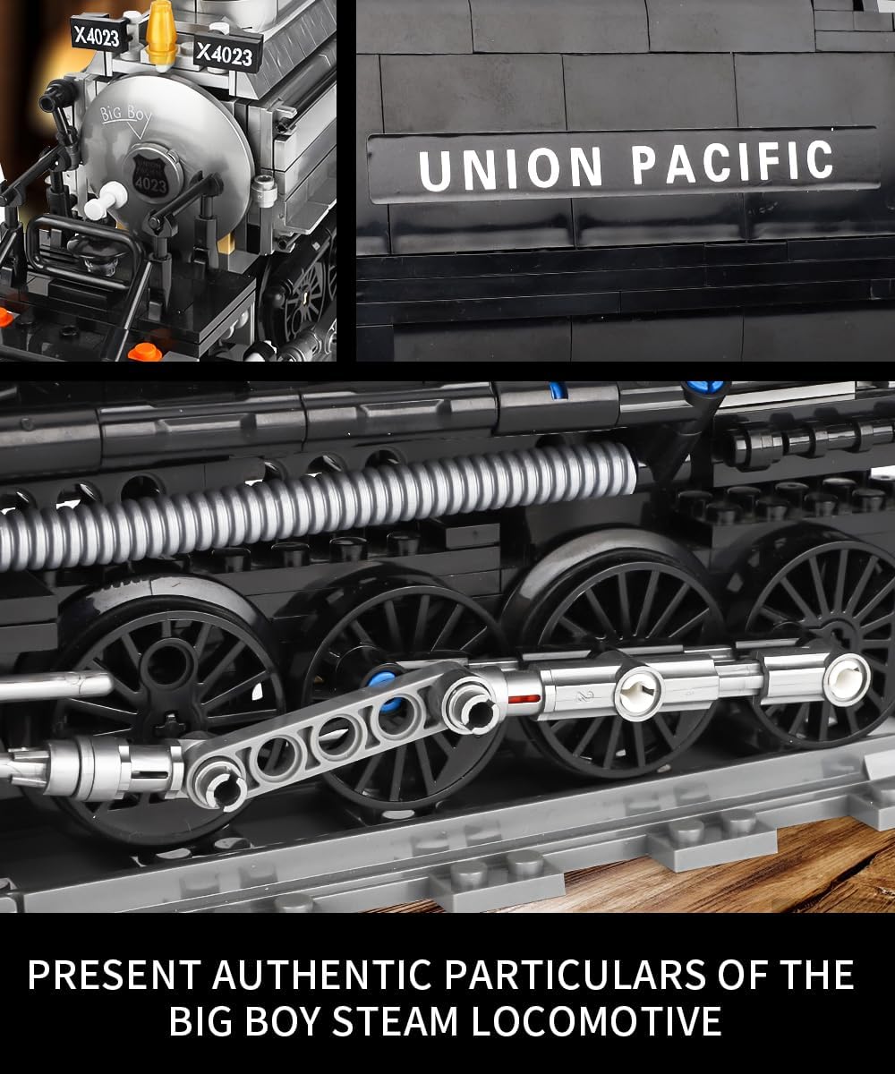Kastwave Large Steam Model Train Building Blocks, Articulated Locomotive Block Set - Compatible With Lego Set, The Ultimate Gift For Boys 8-14 And Adult Enthusiast
