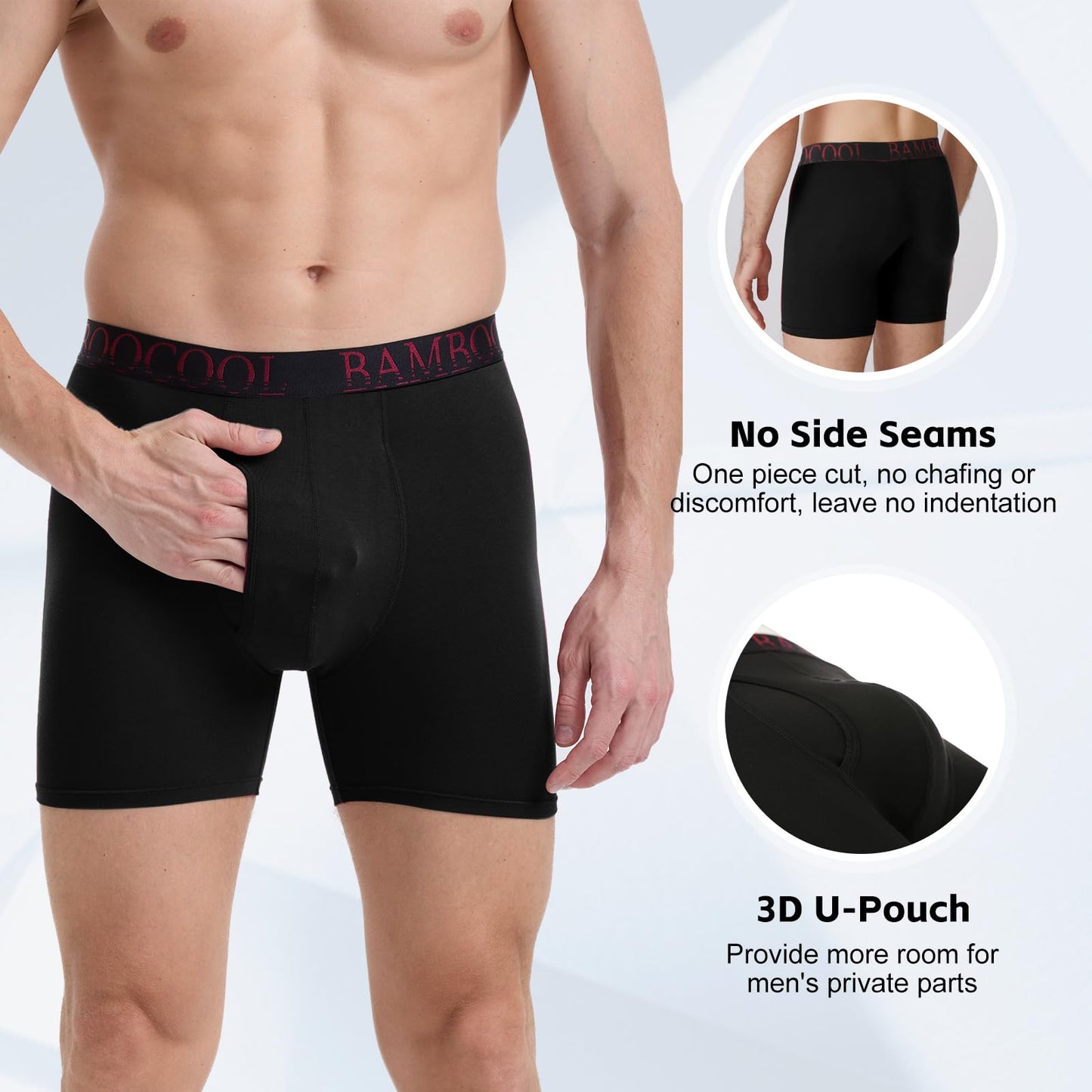 BAMBOO COOL Men's Ultra ComfortSoft Underwear, Moisture Wicking & Breathable No Ride Up Boxer Briefs with Fly, Multipack - Medaid International