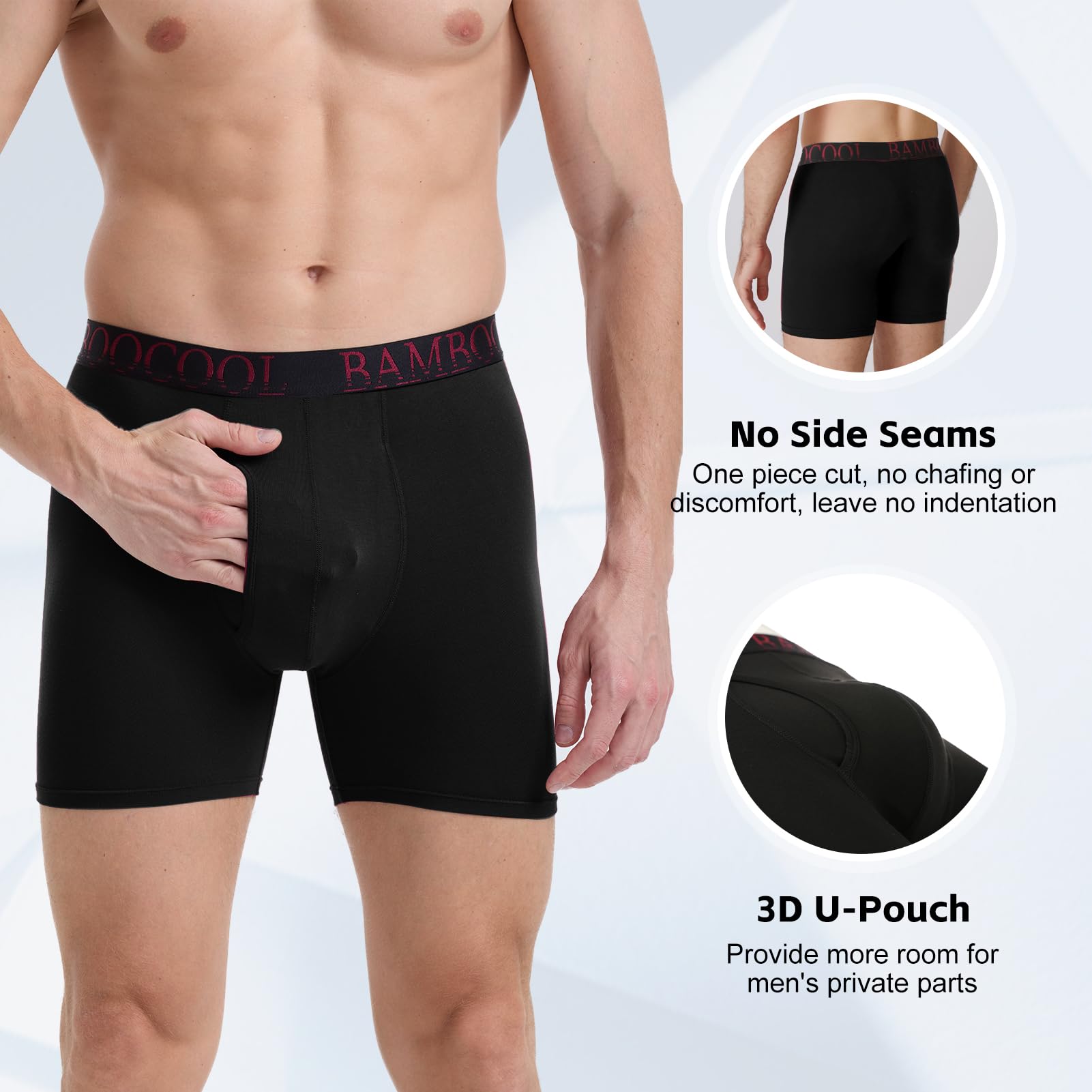 BAMBOO COOL Men's Ultra ComfortSoft Underwear, Moisture Wicking & Breathable No Ride Up Boxer Briefs with Fly, Multipack - Medaid International