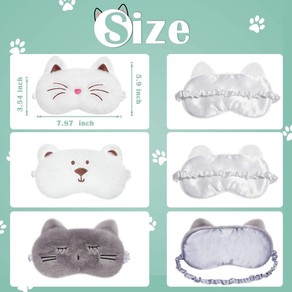 KASTWAVE Sleeping Eye Mask, Children Blackout Mask Cute Animal Design Adjustable Elastic Soft Mask Suitable for Women Children, Girls and Adults Travel Lunch Break Resting Eye Mask (3 Pieces)