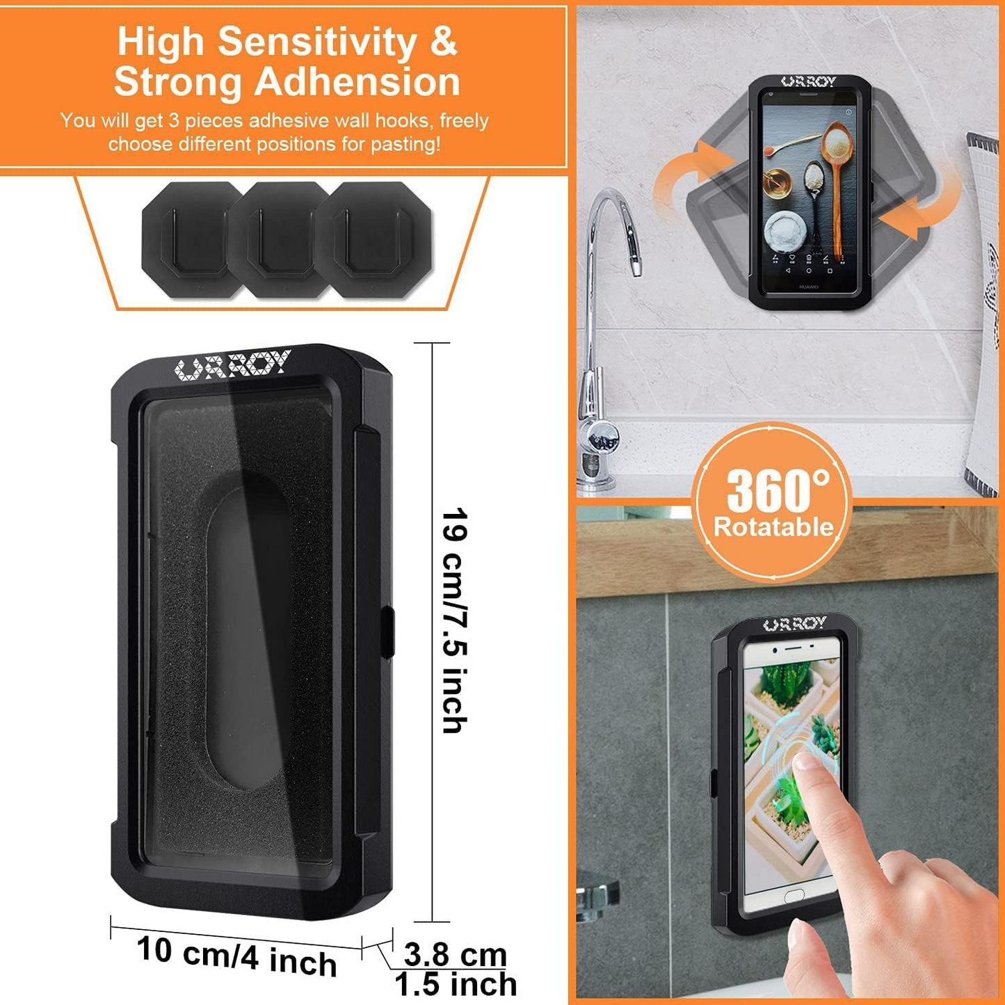 Shower Phone Holder [360° Rotation], Waterproof Wall Mount Shower Phone Case - Medaid International
