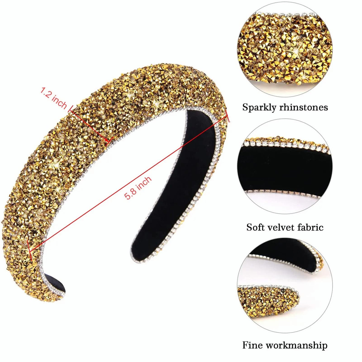 TERRIFI Rhinestone Headband Bling Sparkle Headbands Fashion Headbands Hair Accessories For Women Girls Gifts
