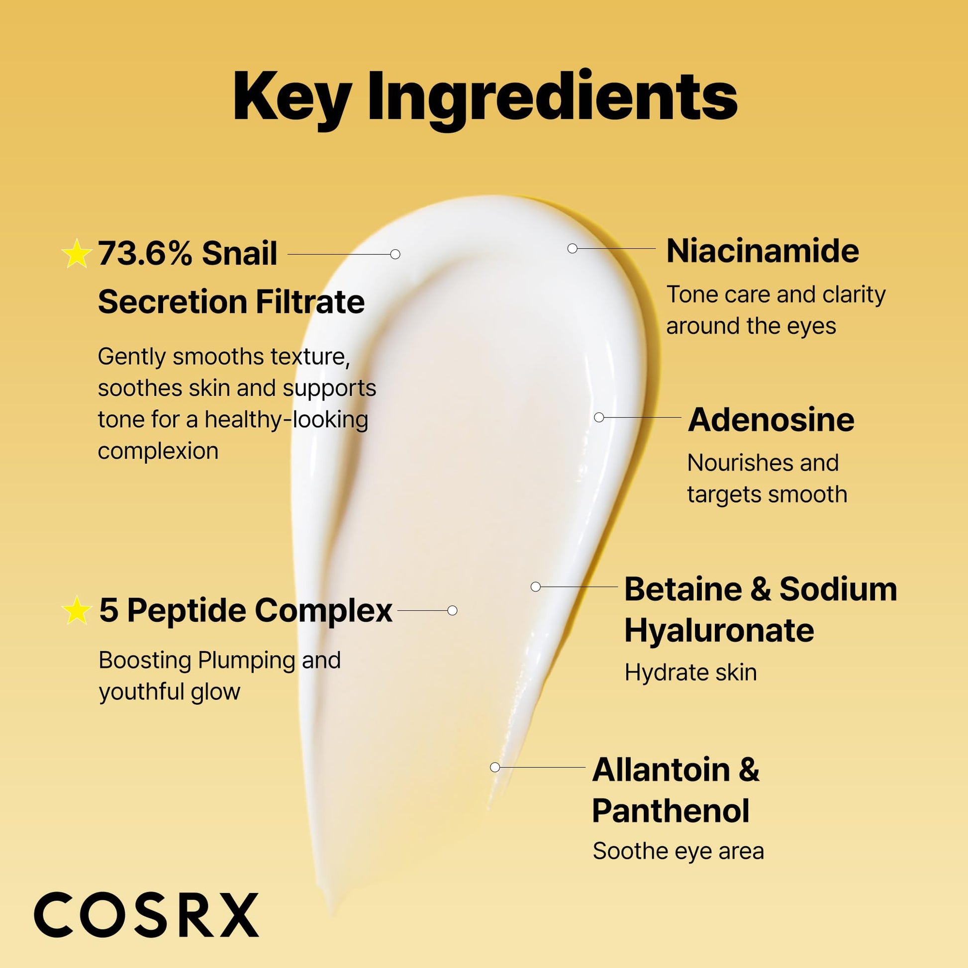 COSRX Snail Mucin Peptide Under Eye Cream, 0.84 fl oz, 73.7% Snail Mucin and Niacinamide, Eye Care, Eye Cream Anti Aging, Dark Circles, Korean Skin Care, Stocking Stuffers for Women - Medaid International