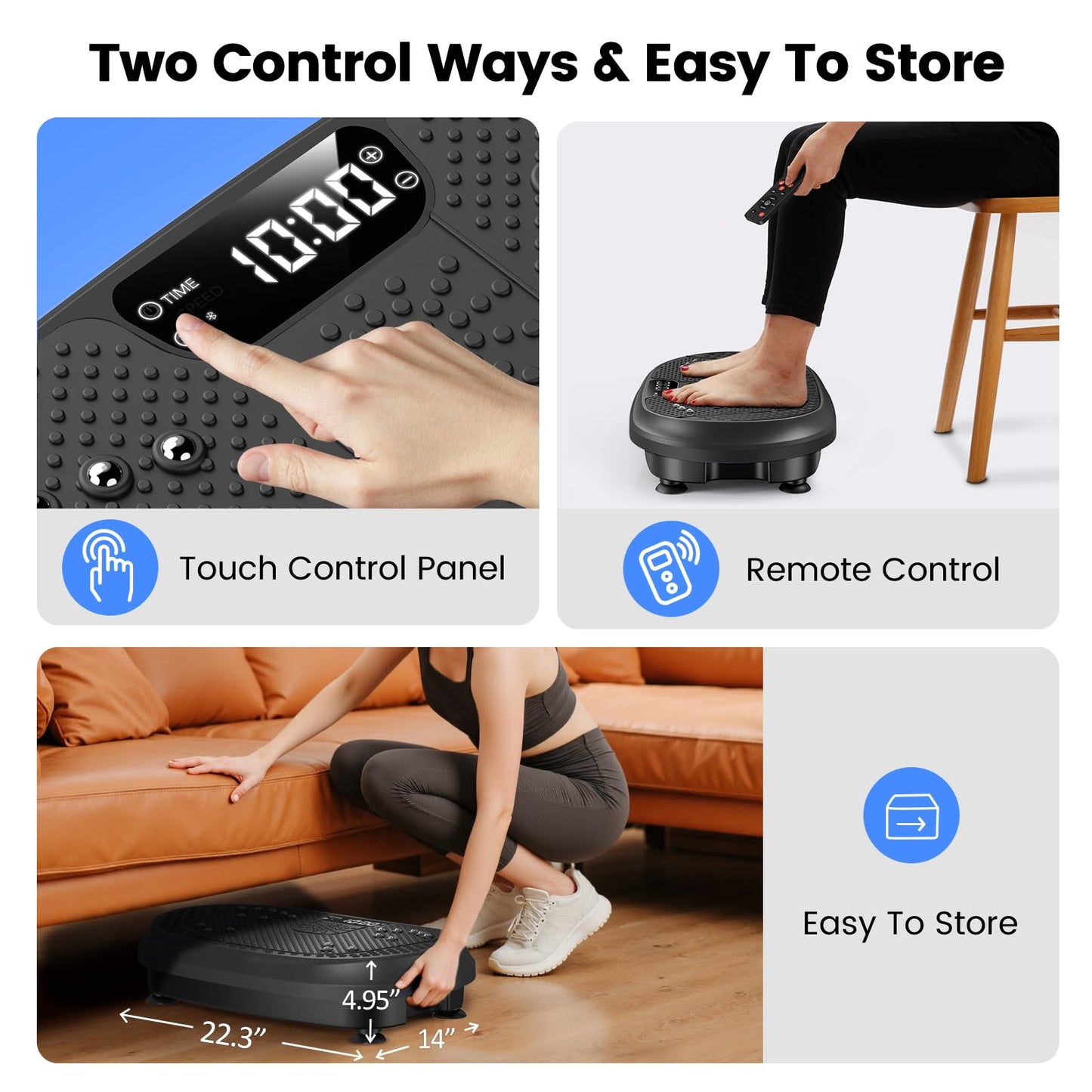 Vibration Plate Exercise Machine, Vibrating Fitness Platform for Lymphatic Drainage, Full Body Shaker Workout Equipment, Bluetooth Power Shaping Vibrate Plate, Board Sport for Home Exercise Gym, Black