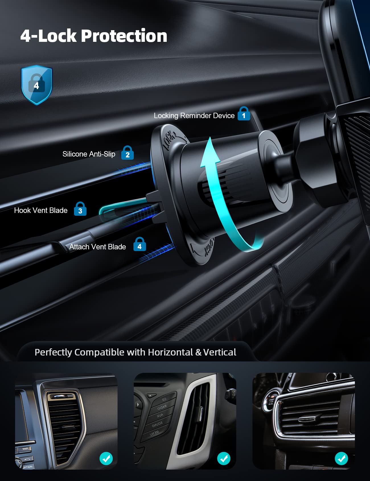 Lamicall Phone Stand & Phone Mount for Car Vent - Medaid International