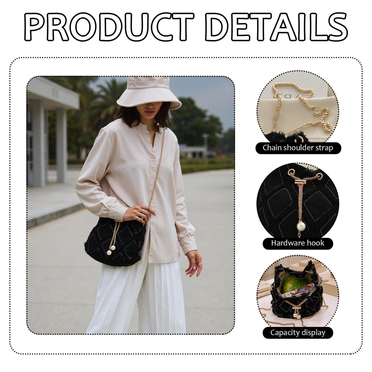 Denim Bucket Bag for Women, Drawstring Crossbody Purse, Jean Hobo Shoulder Bag, Versatile Handbag for Commuting, Shopping and Dating Occasions
