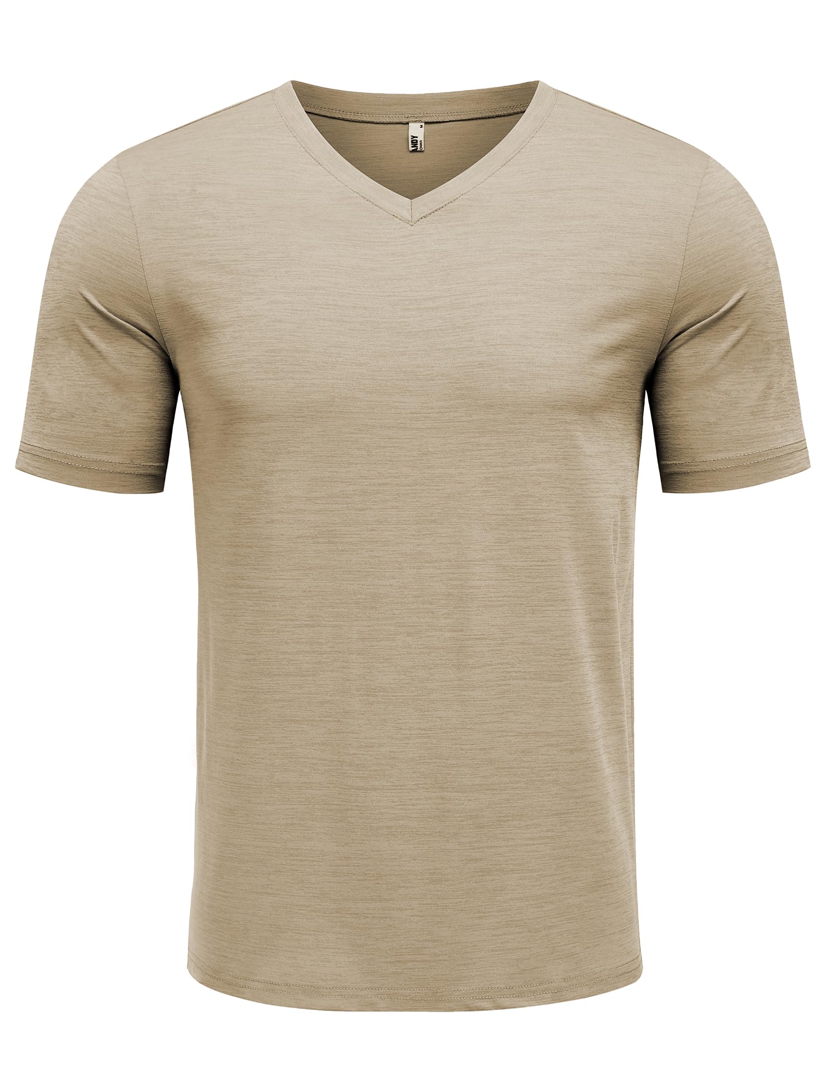 COOFANDY Men's T Shirts Short Sleeve Classic V Neck T-Shirt Casual Summer Basic Tee Shirt Khaki - Medaid International
