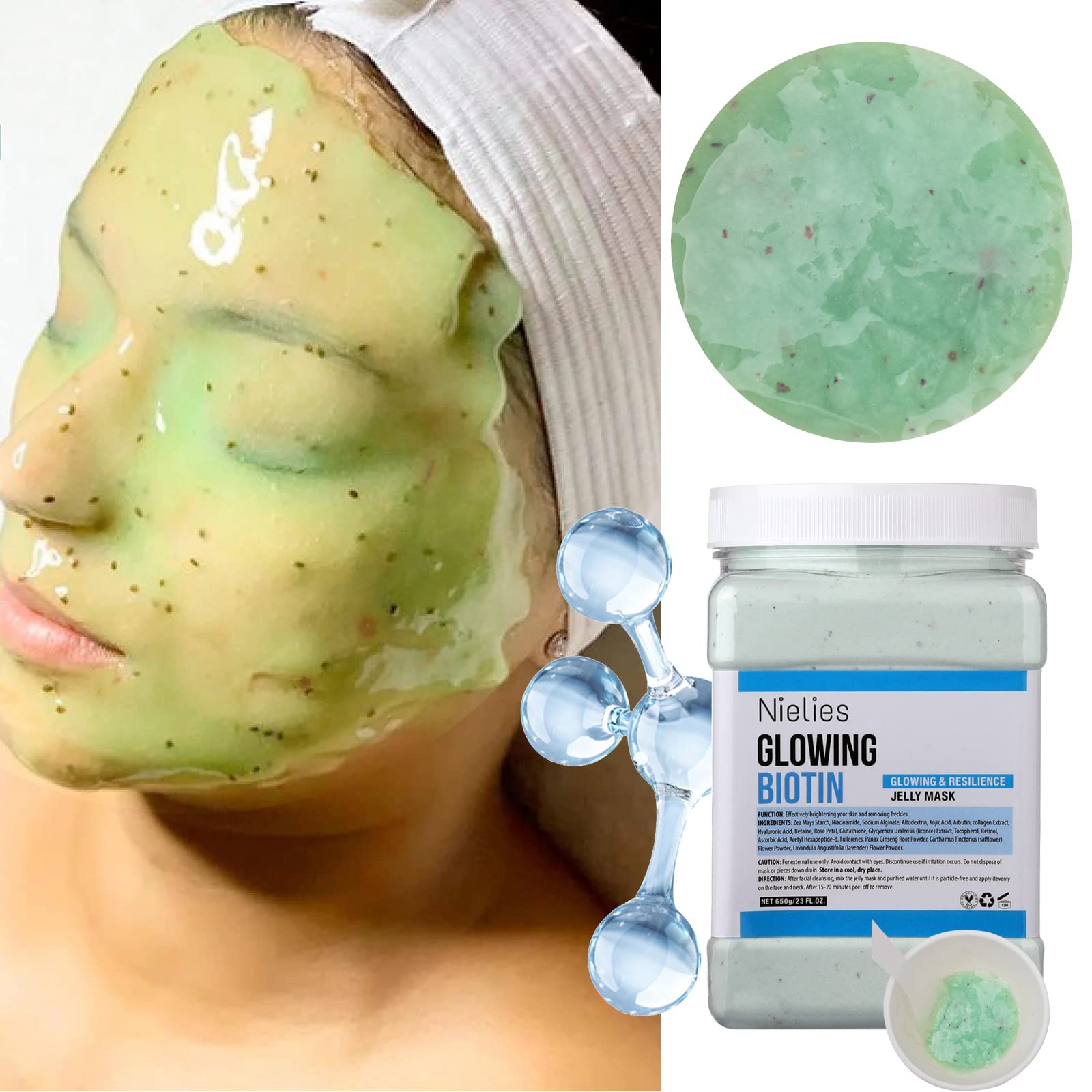 Nielies Glowing Biotin Peel-Off Jelly Mask Set, Jelly Mask For Facials, Face Mask For Instant Hydration, Vegan Peel Off Face Mask, Facial Skin Care Product Peel Off For Moisturizing, Glowing - Medaid International