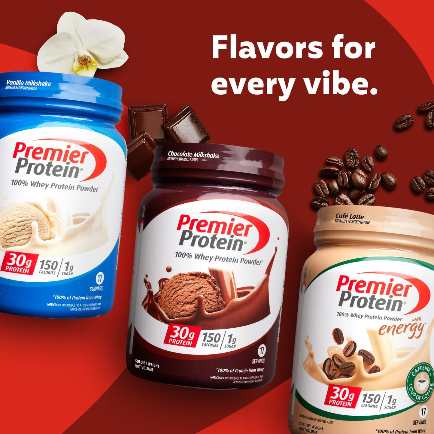 Premier Protein Powder, Café Latte, 30g Protein, 1g Sugar, 100% Whey Protein, Keto Friendly, Gluten Free, No Soy, 95mg Caffeine for Energy, 23.9 oz (17 Servings) - Medaid International