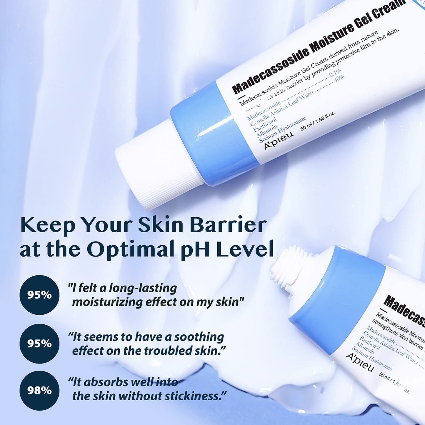 A’PIEU Madecassoside Skincare Bundle – Moisture Gel Cream & Tetrasome Cica Cream (2 x 1.69 fl oz) – Hydrating & Calming Set for Dry, Sensitive, and Combination Skin – Centella Asiatica, Panthenol - Medaid International