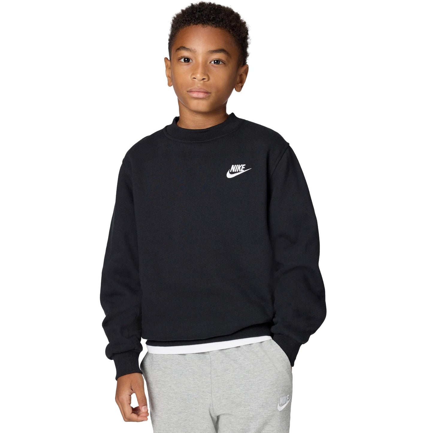 Nike Kid's Sportswear Club Fleece Sweatshirt, Black/White, Large - Medaid International