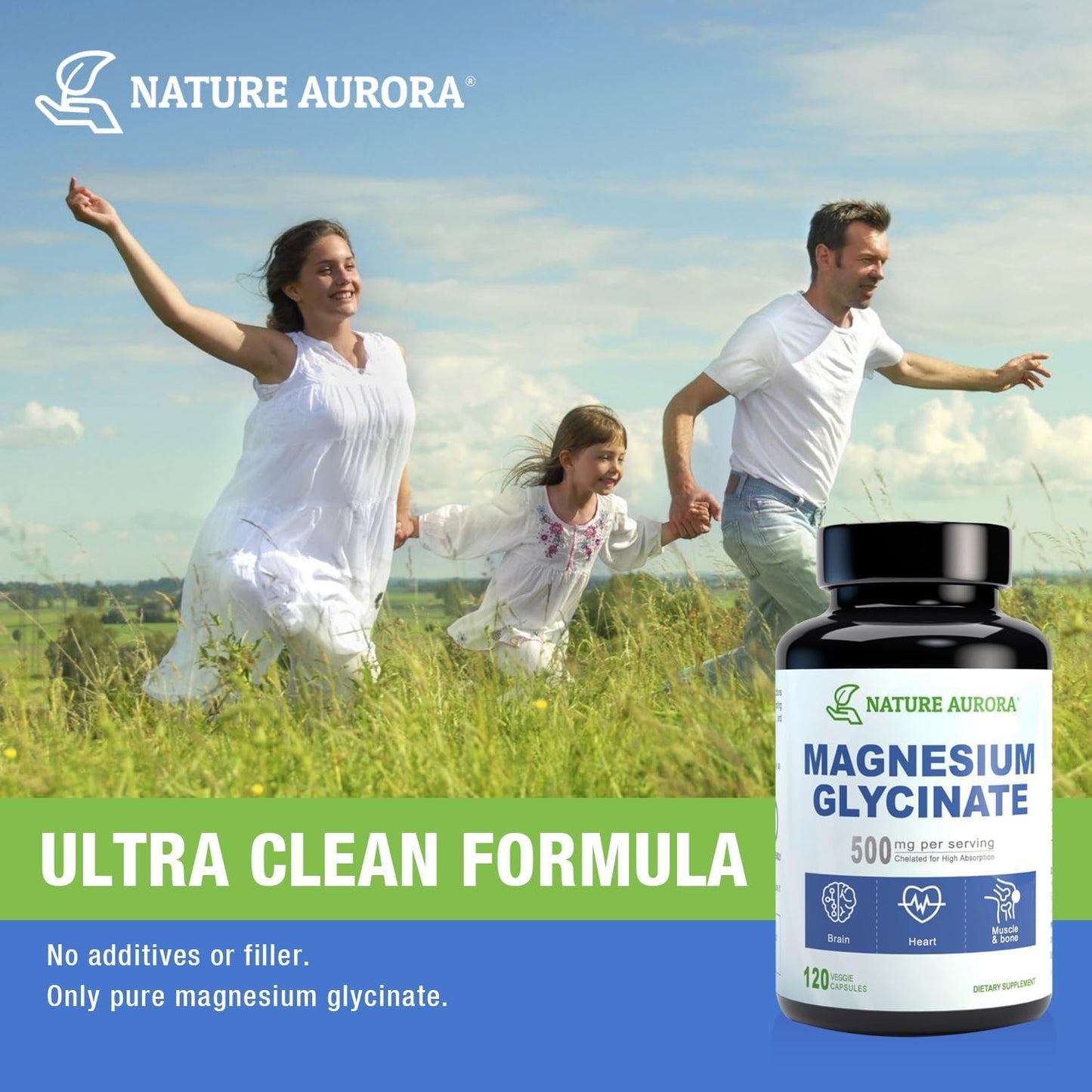 Magnesium Glycinate 500mg Capsules - Chelated High Absorption Magnesium Bisglycinate Supplement for Sleep, Muscle & Heart Support for Women & Men - Pure, Gluten-Free, Non-GMO, 120ct - Medaid International