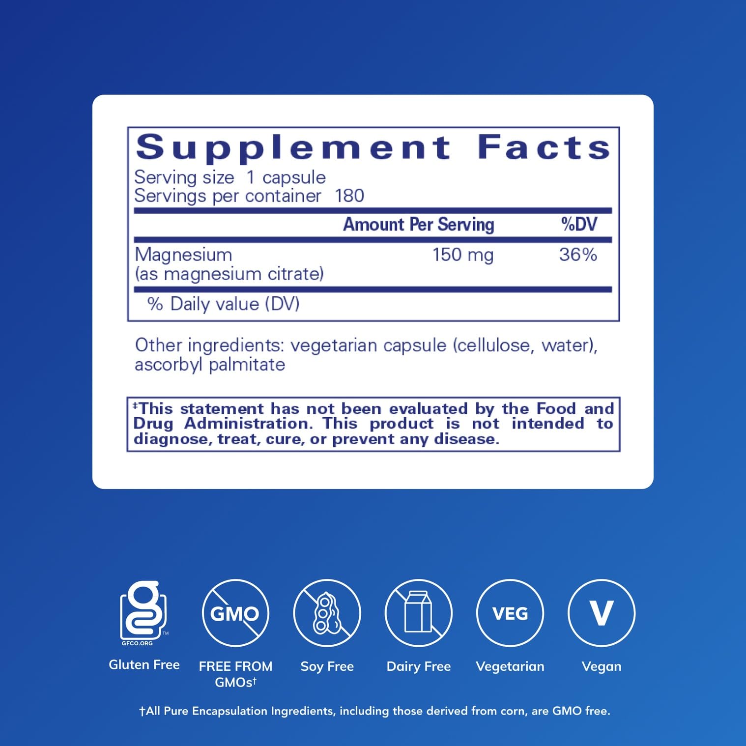 Pure Encapsulations Magnesium (Citrate) - Supplement for Sleep, Heart Health, Cognitive Health, Bone Health, Energy, Muscles, and Metabolism* - with Premium Magnesium - 180 Capsules - Medaid International