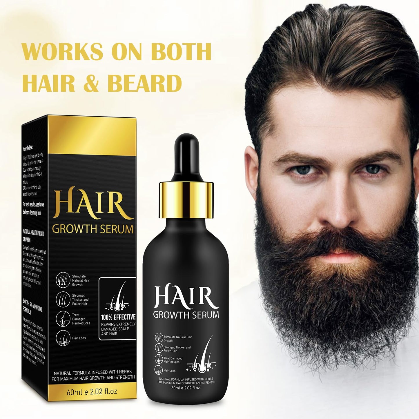 Minoxidil for Men, 5% Minoxidil for Women, Hair Growth Serum for Womens Stronger Thicker Longer Hair, Natural Hair Growth Oil for Mens Beard Growth, Minoxidil for Women & Men, 60ML - Medaid International