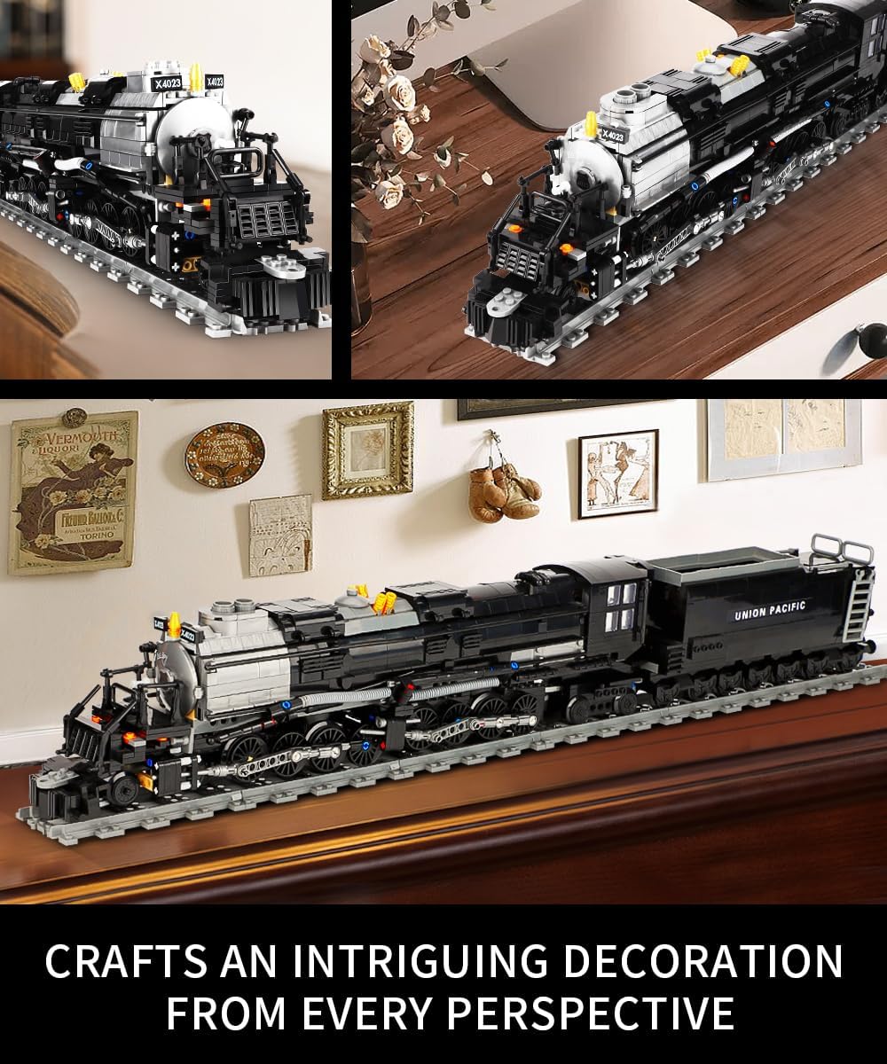 Kastwave Large Steam Model Train Building Blocks, Articulated Locomotive Block Set - Compatible With Lego Set, The Ultimate Gift For Boys 8-14 And Adult Enthusiast