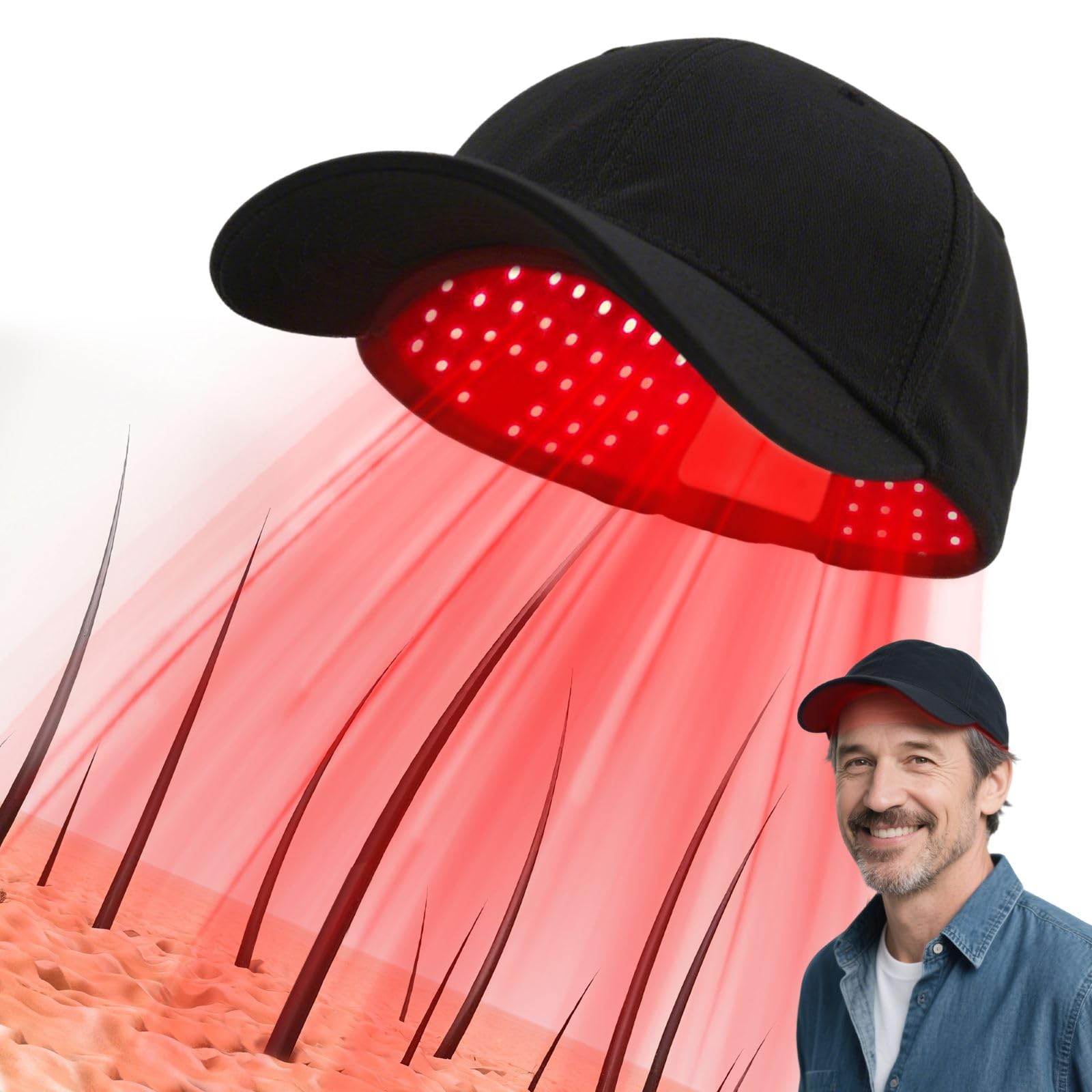Red Light Therapy for Hair Growth, Laser Hair Loss Treatments Hat, Discreet Daily Use Under Hats, 20-min Rechargeable - Medaid International