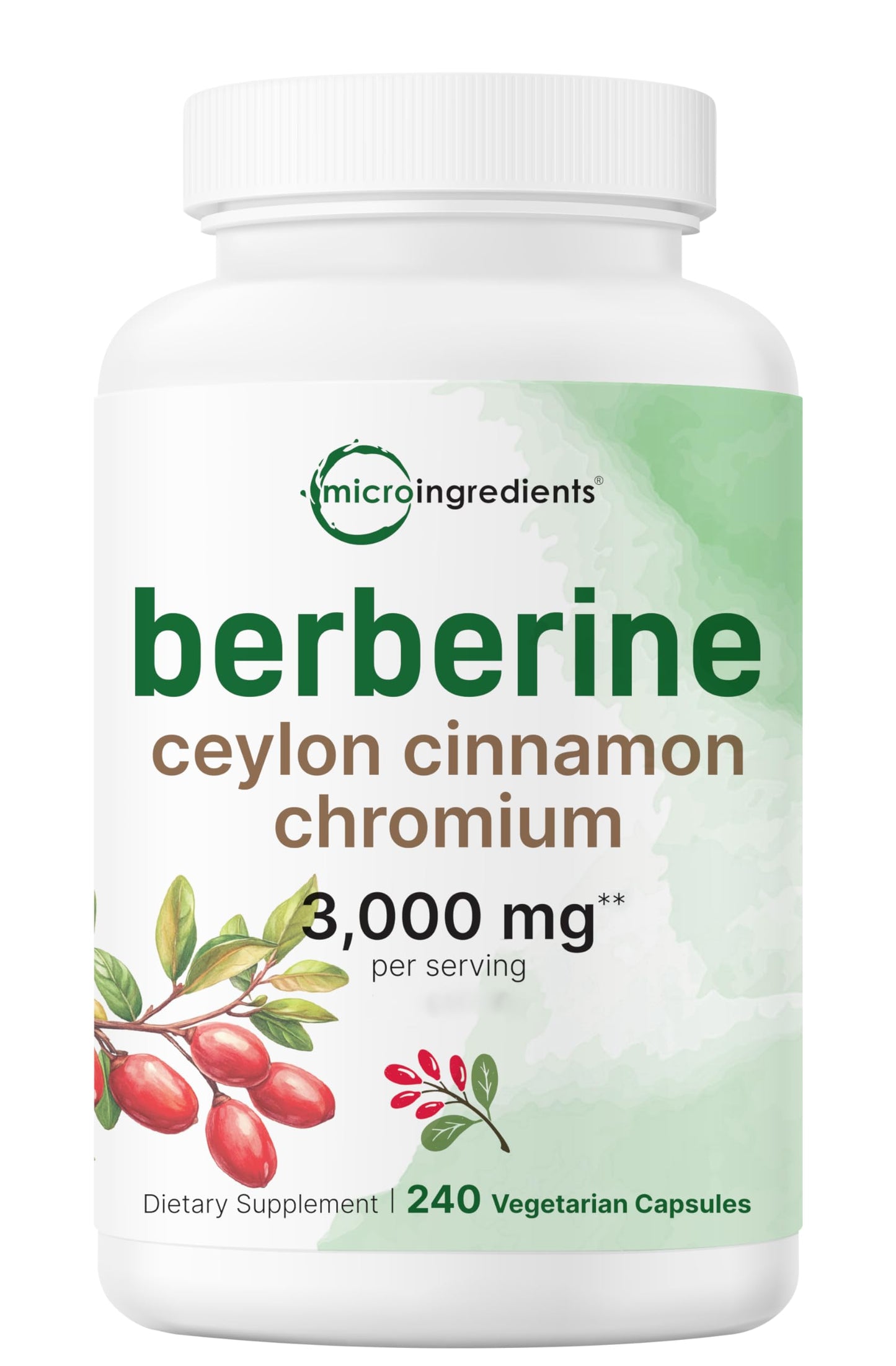 Berberine with Ceylon Cinnamon, Chromium, & Turmeric | 3,000mg Equivalent | 240 Veggie Capsules | High Potency Berberine HCl Root + Cinnamon Bark Extract | Heart Health & Immune Support Supplement* - Medaid International