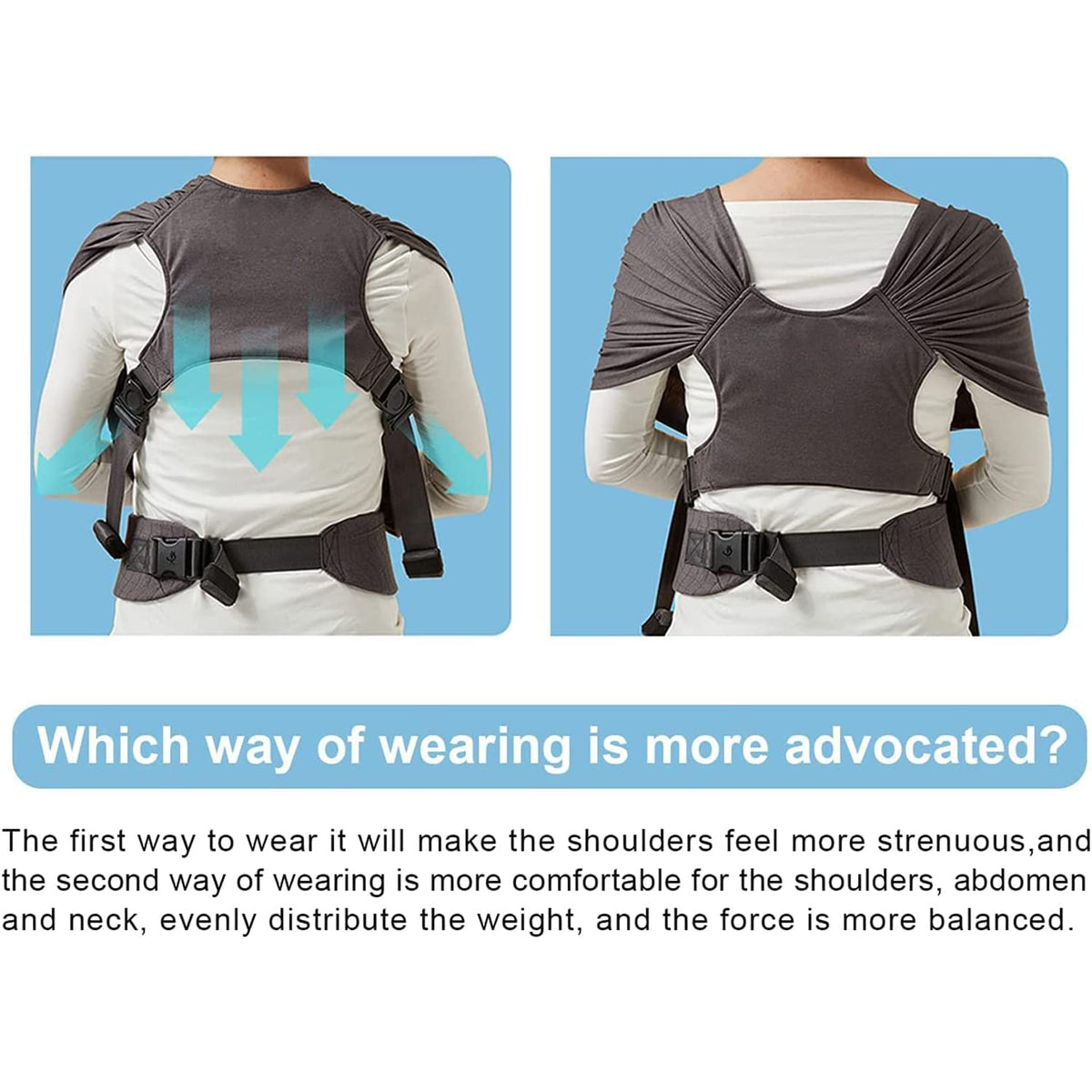 KASTWAVE Adjustable Baby Wrap Carrier Sling for Newborns to Toddlers, Stretchy Infant Carrier up to 35 lbs, Ideal for Comfort & Support (New Gray)
