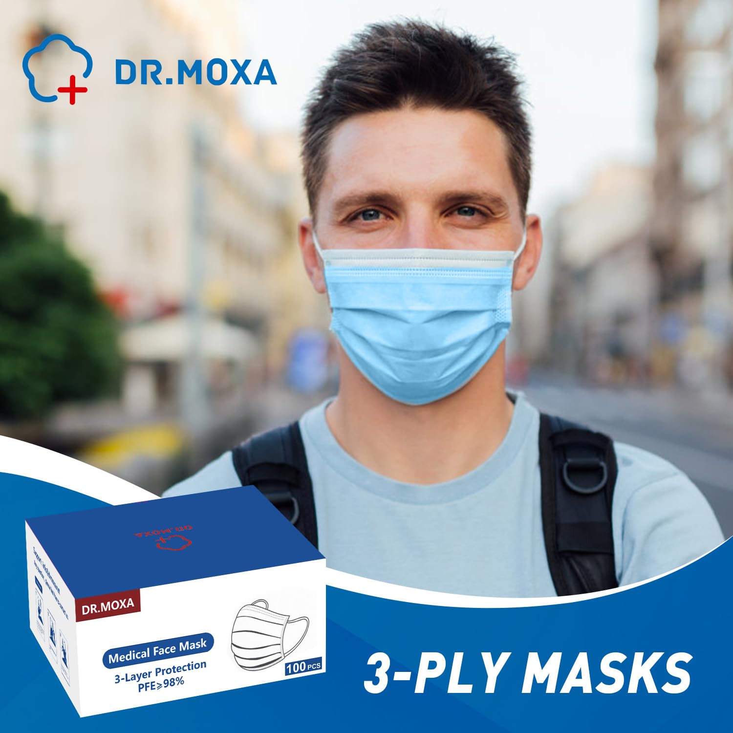 100 Pack Disposable Face Masks ASTM Level 2, Medical Grade 3 Ply Protection Face Mask for Adults - Comfortable,Soft, Breathable - Medaid International
