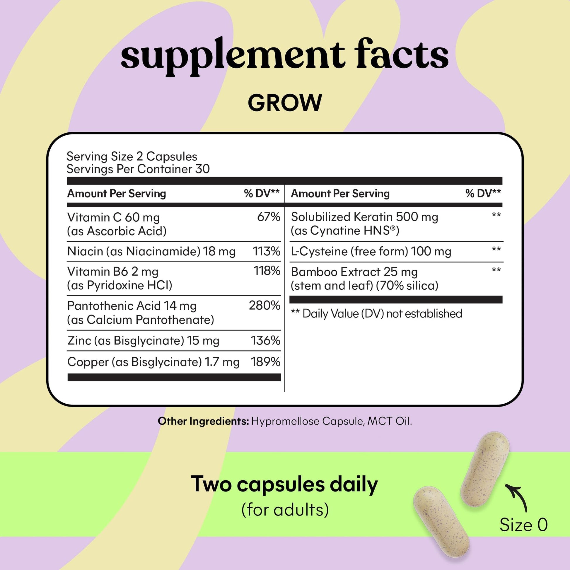 Lemme Grow Hair Growth Supplement for Women, Clinically Proven Keratin Complex for Visibly Thicker Hair and Scalp Coverage, Reduced Shedding, Nourish Thinning Hair - 1 Month Supply - Medaid International
