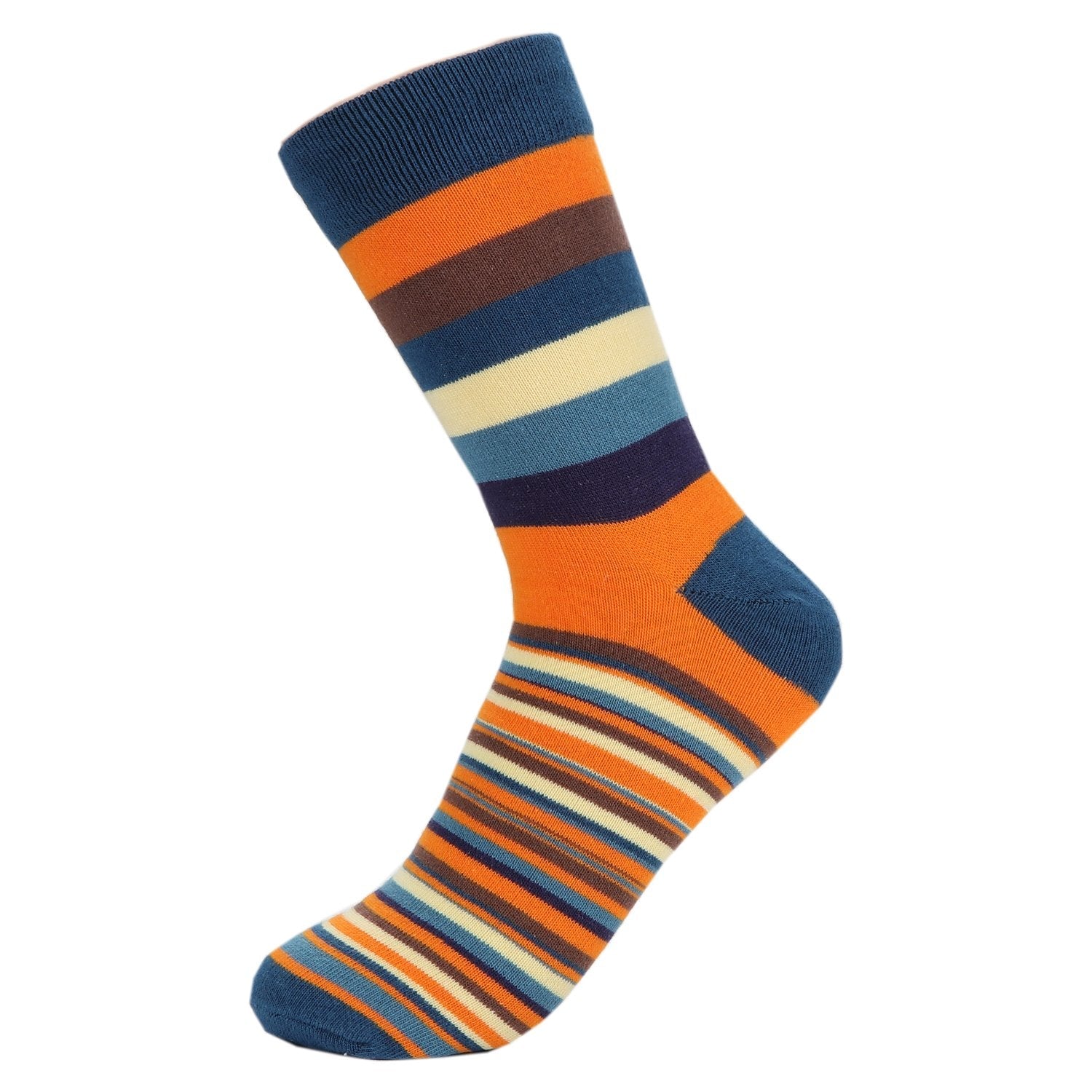 HOYOLS Mens Dress Casual Stripe Patterned Socks Cotton Crew Colorful Business Long Socks 5 Color Pack (L Size) Size 10-13 - Medaid International
