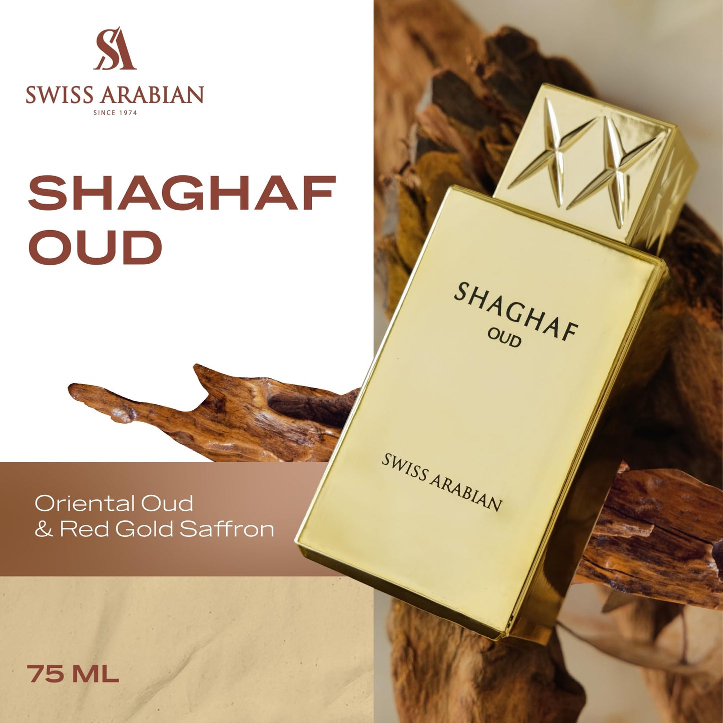 Swiss Arabian Shaghaf Oud - Luxury Products From Dubai - Long Lasting, Addictive Personal EDP Spray Fragrance - Seductive Signature Aroma - 2.5 Oz - Medaid International